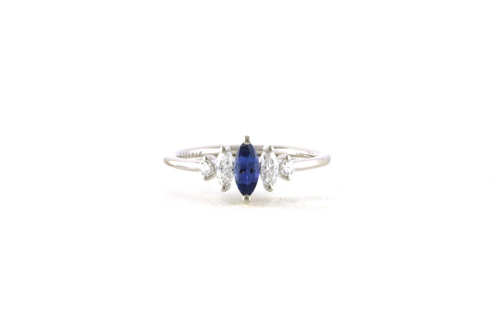 5-Stone Prong-Set Montana Yogo Sapphire and Diamond Ring in White Gold (0.57cts TWT)