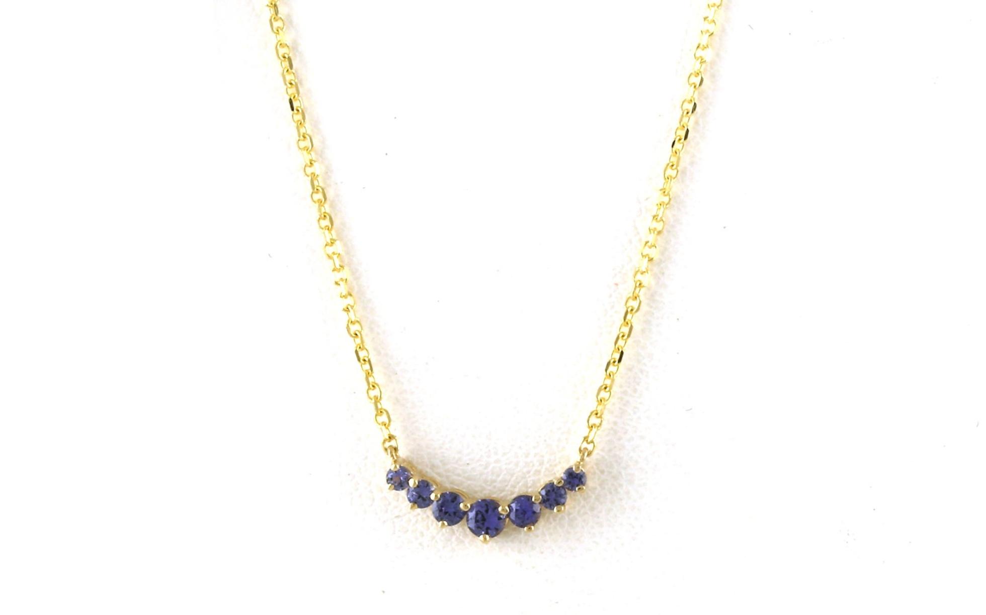 7-Stone Curved Split Chain Montana Yogo Sapphire Necklace in Yellow Gold (0.25cts TWT)