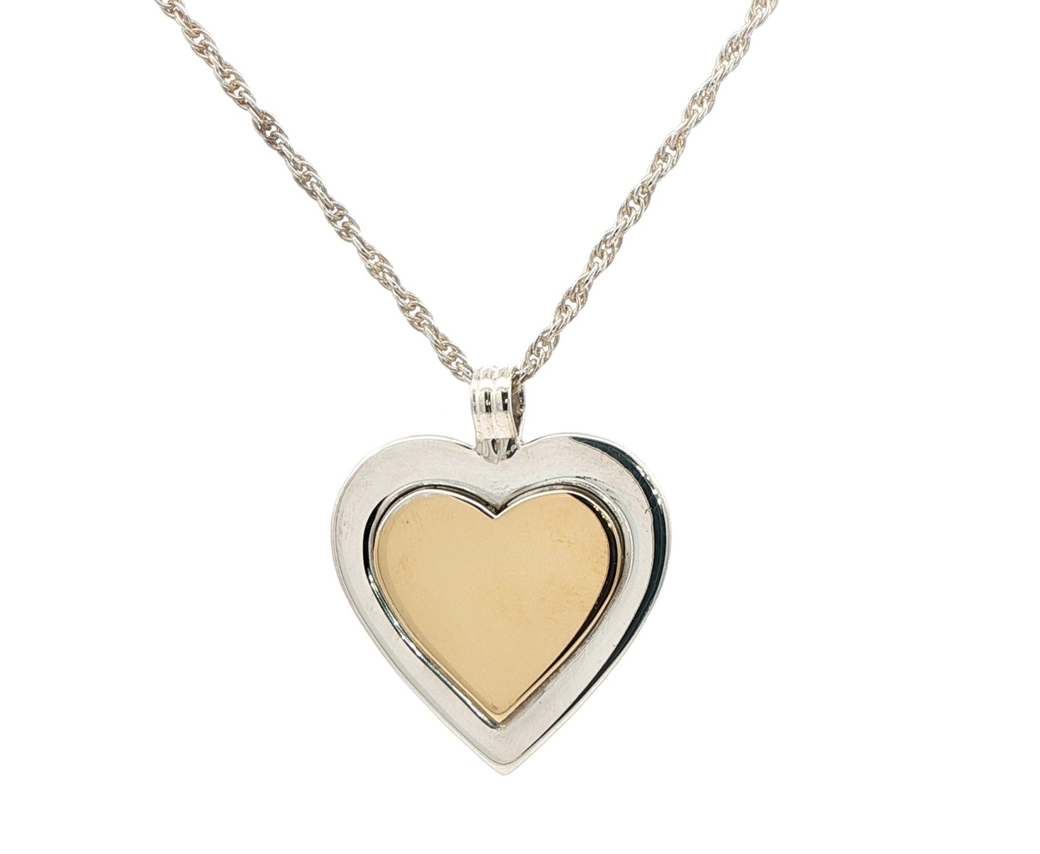 Estate Piece: Tiffany & Co Heart Necklace in Silver and Yellow Gold