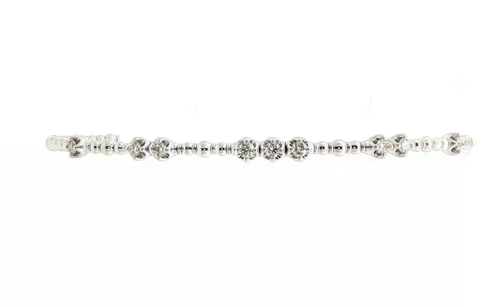 Cluster Station Flexi-Cuff Diamond Bracelet in White Gold (0.31cts TWT)