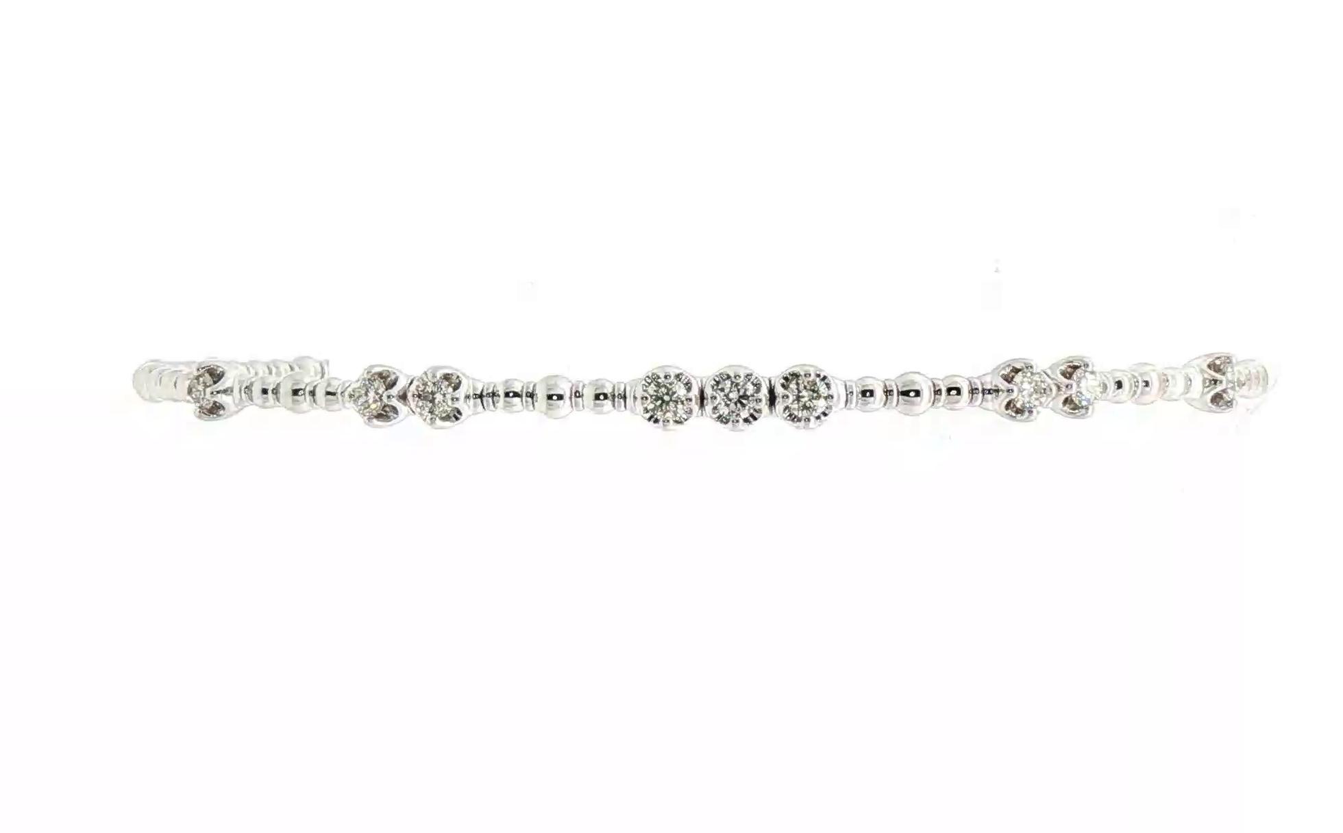 Cluster Station Flexi-Cuff Diamond Bracelet in White Gold (0.31cts TWT)