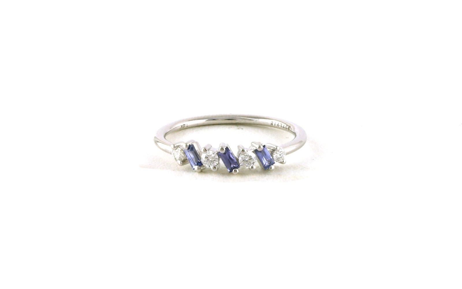 Alternating Stone Montana Yogo Sapphire and Diamond Ring in White Gold (0.33cts TWT)