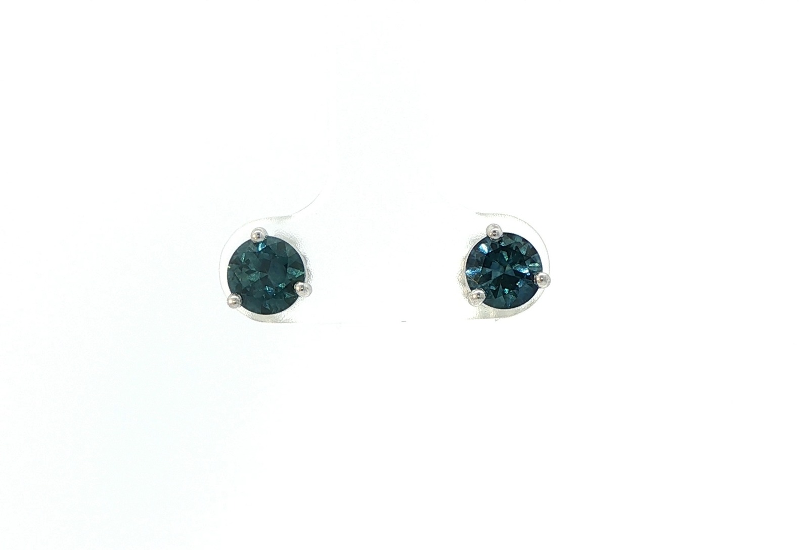 3-Prong Basket-Set Montana Sapphire Stud Earrings in White Gold (1.53cts TWT)