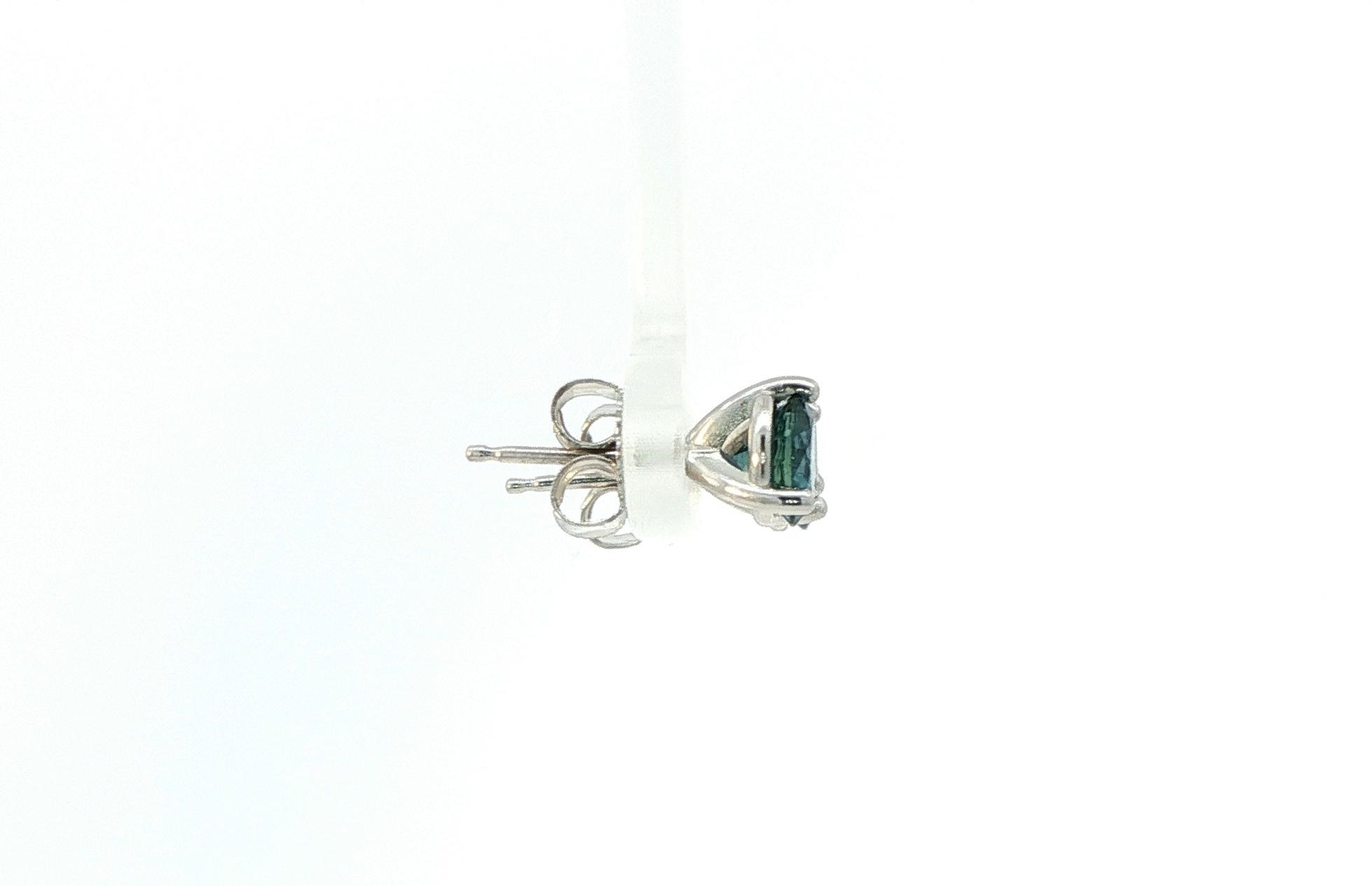 3-Prong Basket-Set Montana Sapphire Stud Earrings in White Gold (1.53cts TWT) side