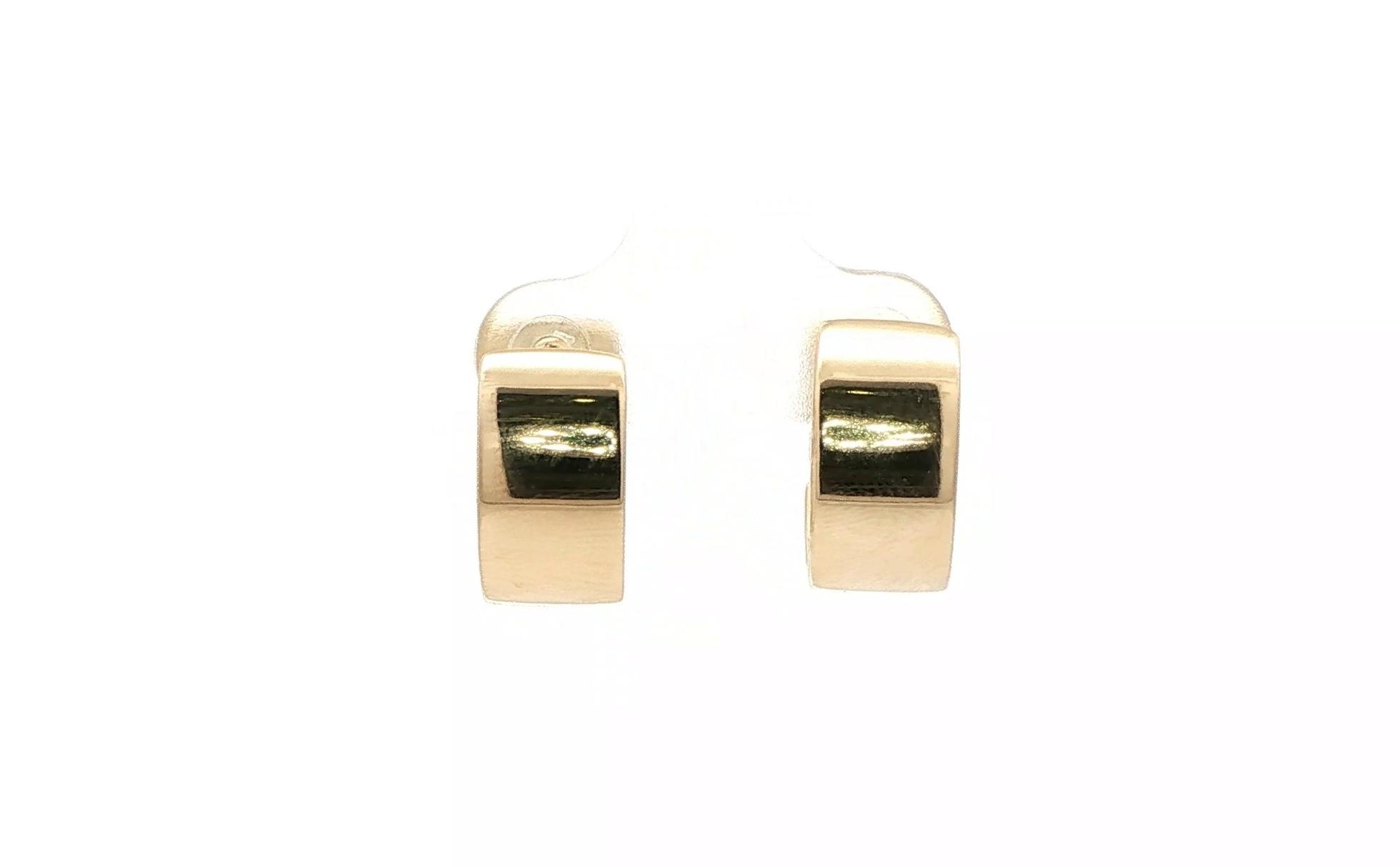 Estate Piece: Bezel-set Garnet Huggie Hoop Earrings in Yellow Gold back