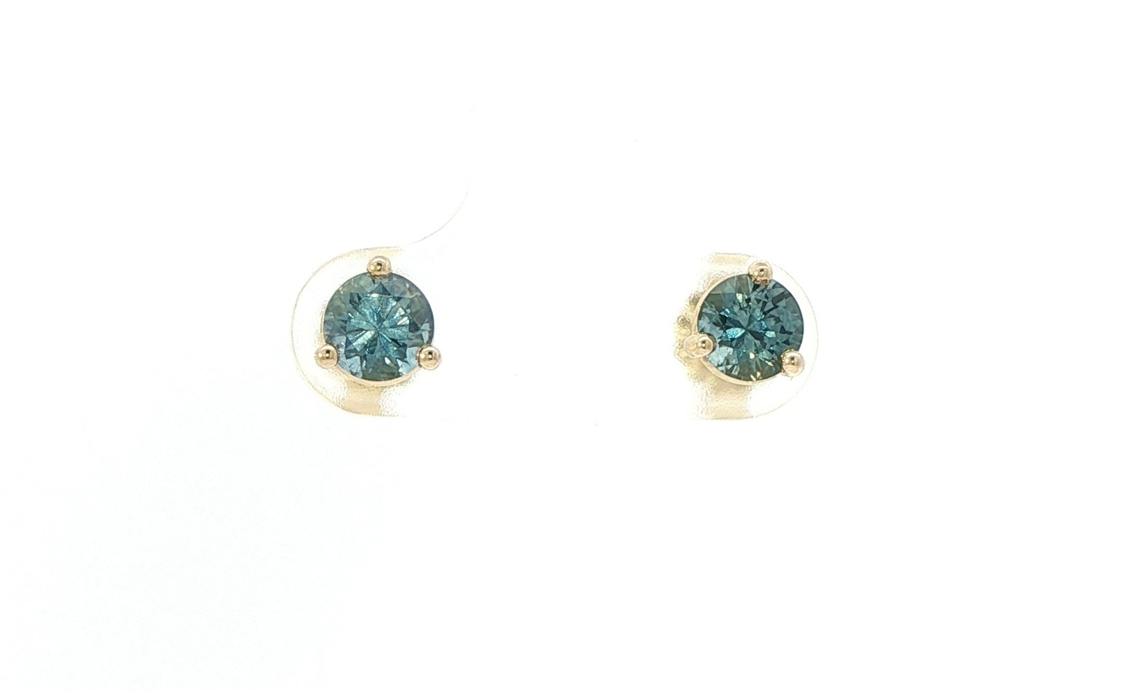3-Prong Basket-Set Montana Sapphire Stud Earrings in Yellow Gold (1.18cts TWT)