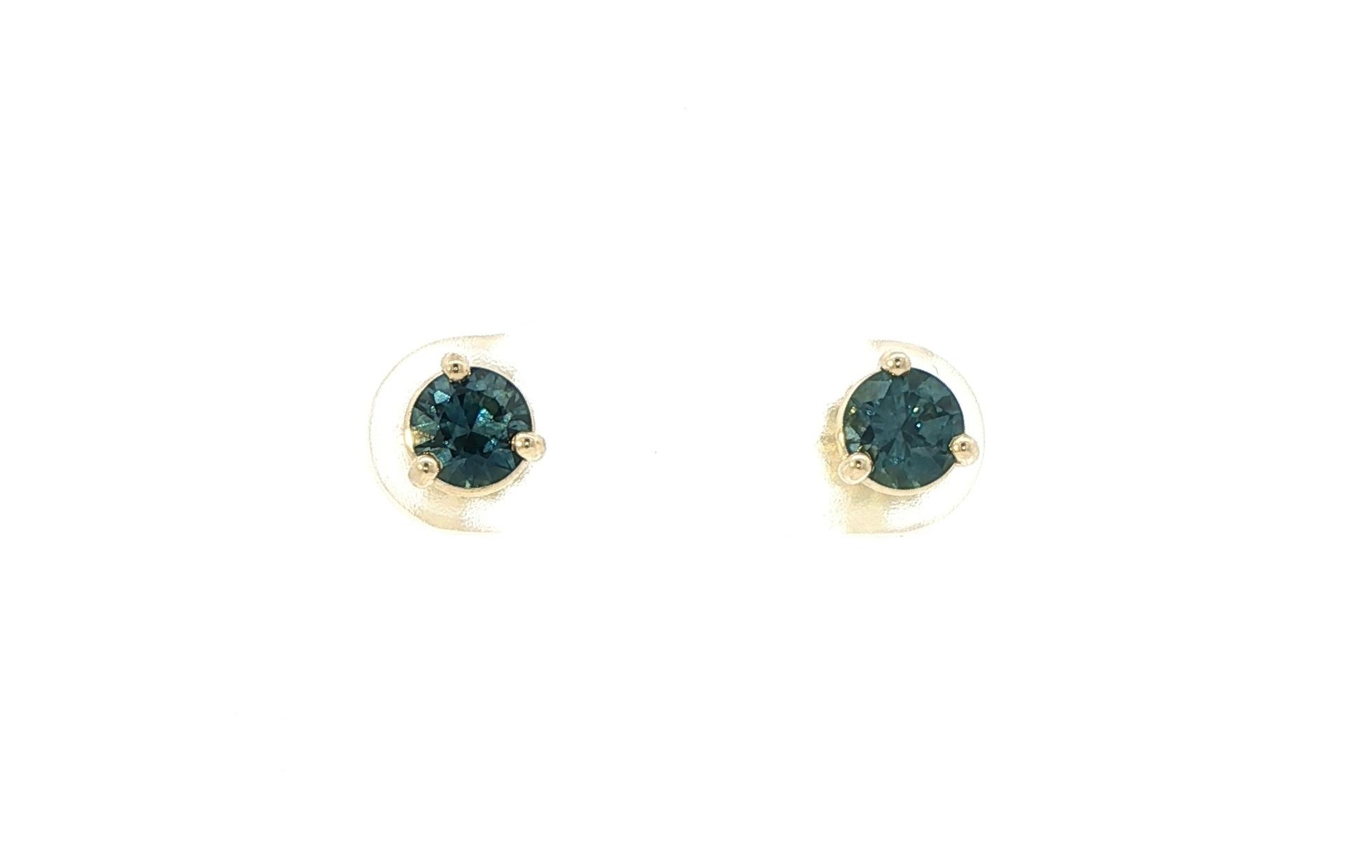 3-Prong Basket-Set Montana Sapphire Stud Earrings in Yellow Gold (1.01cts TWT)