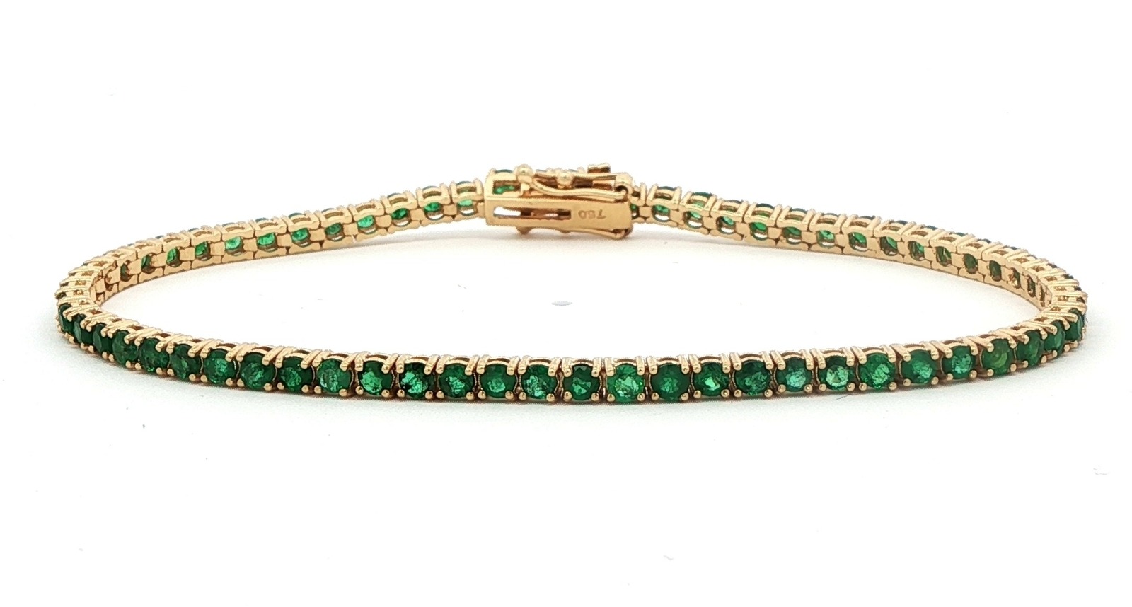 4-Prong Line Emerald Tennis Bracelet in Yellow Gold (3.80cts TWT)