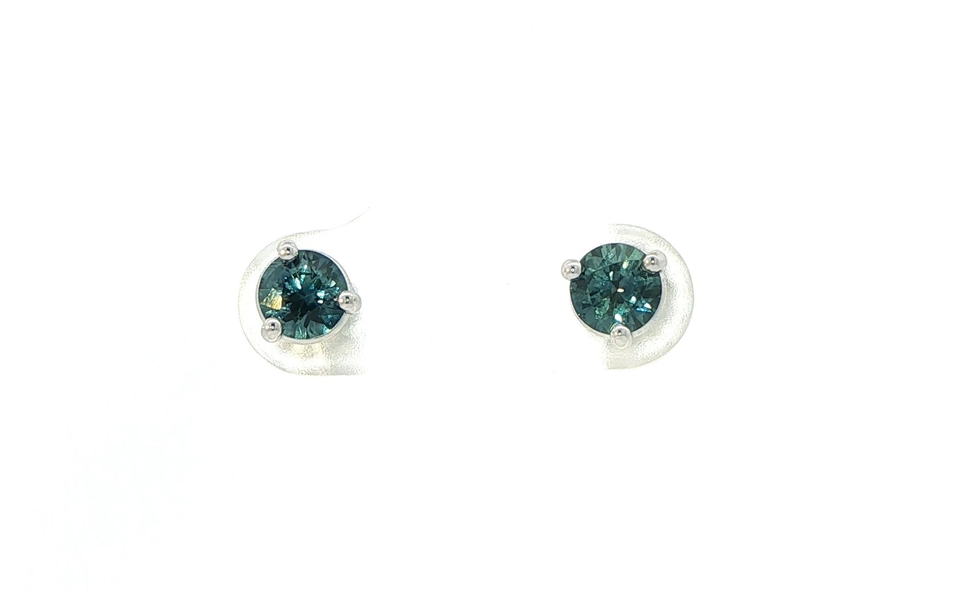3-Prong Basket-Set Montana Sapphire Stud Earrings in White Gold (0.93cts TWT)