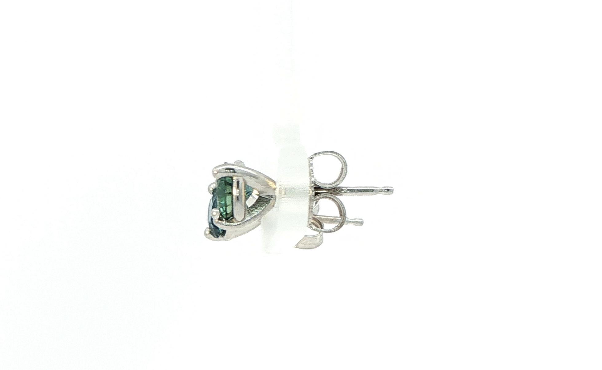 3-Prong Basket-Set Montana Sapphire Stud Earrings in White Gold (0.93cts TWT) side
