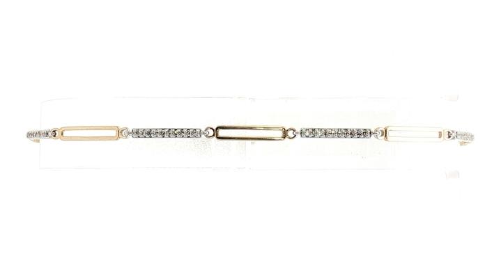 content/products/Two Tone Alternating Diamond Pave and Elongated Link Bracelet in White and Yellow Gold (0.20cts TWT)
