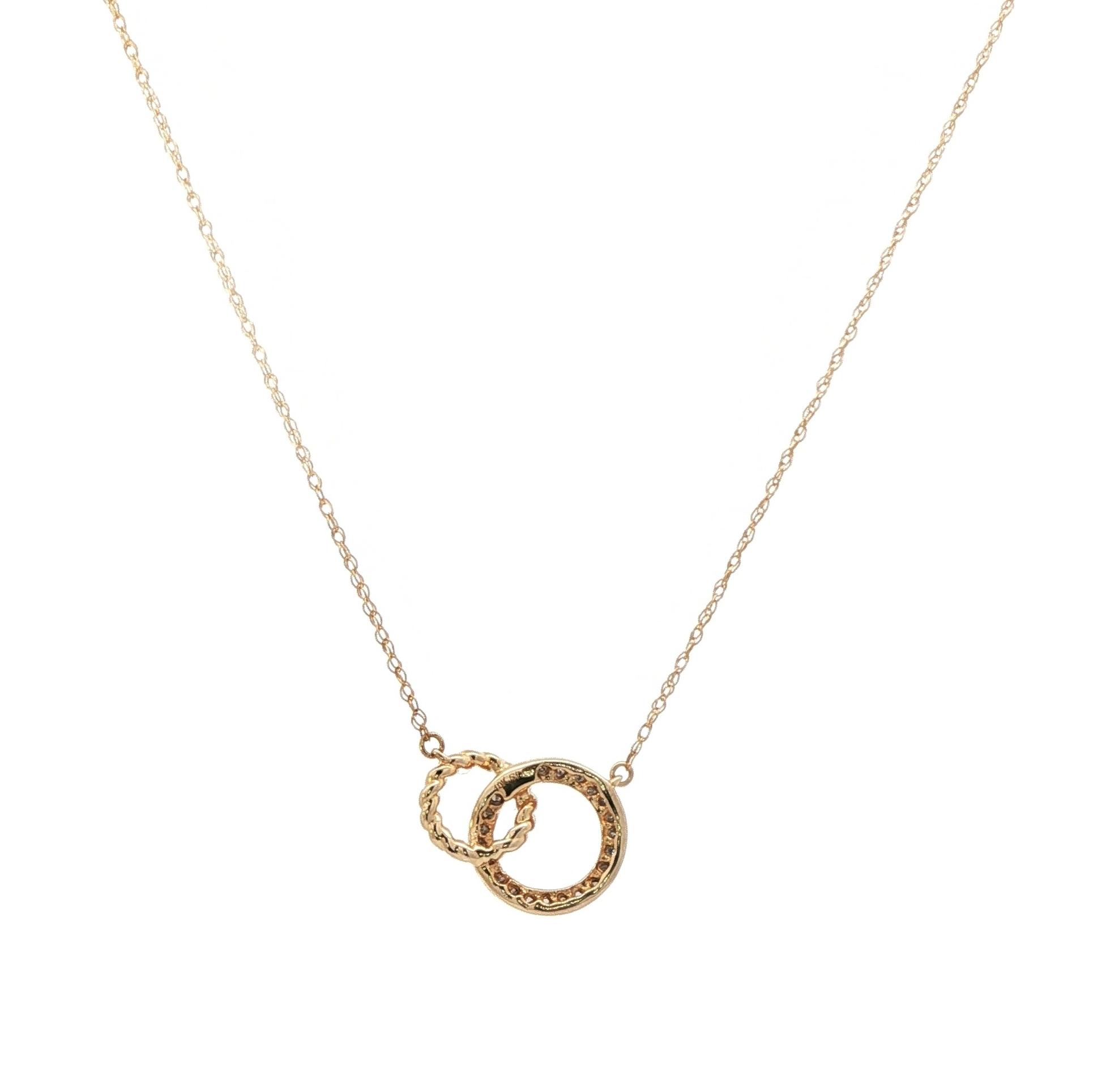 Two Circle Diamond Necklace in Yellow Gold (0.10cts TWT) back