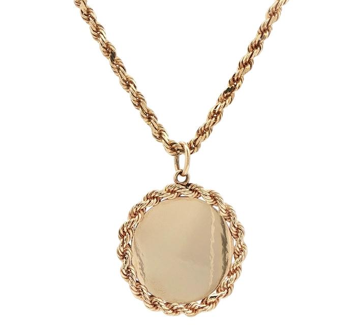 content/products/Estate Piece: Rope Edge Disc Plain Necklace in Yellow Gold