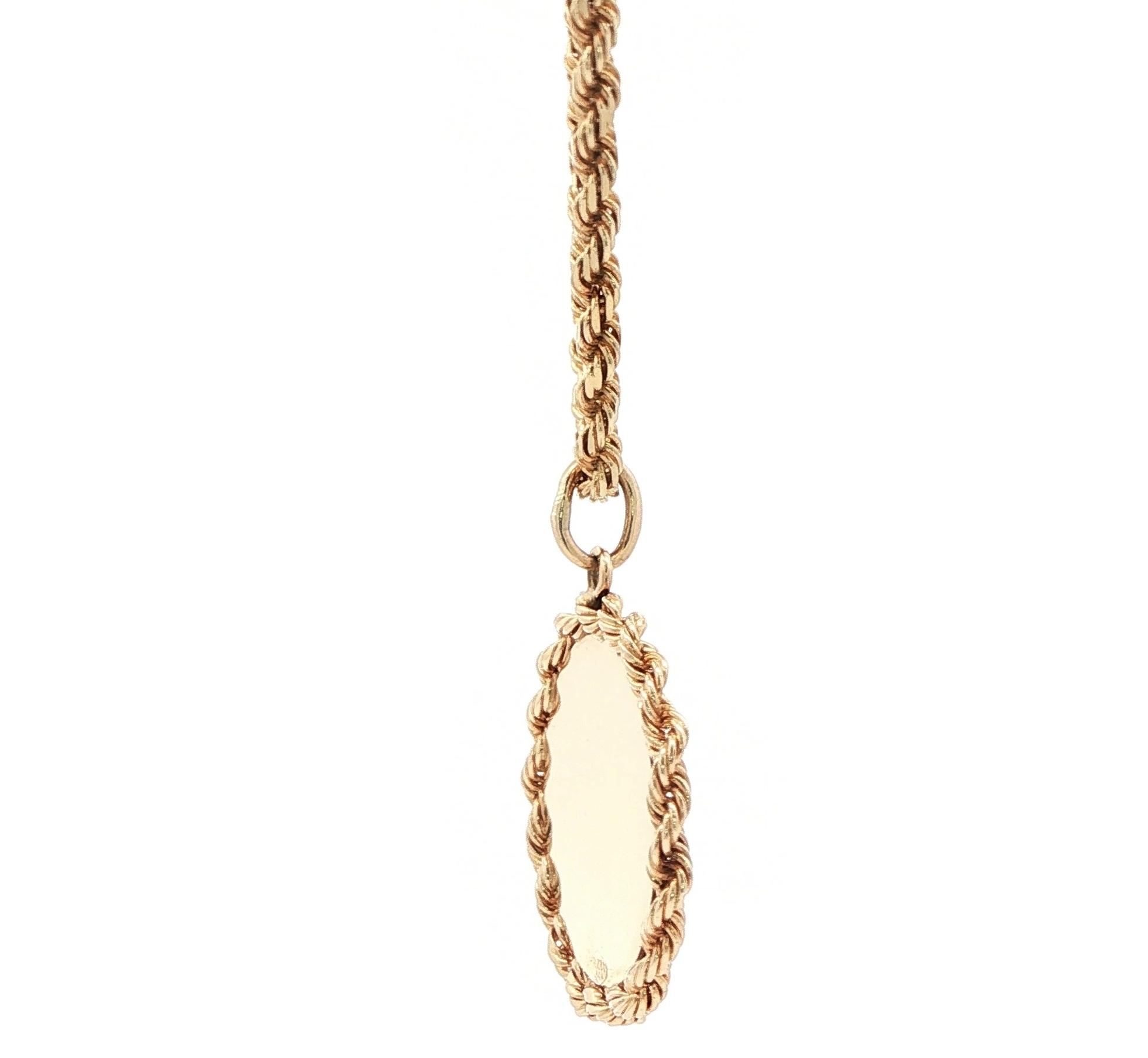 Estate Piece: Rope Edge Disc Plain Necklace in Yellow Gold