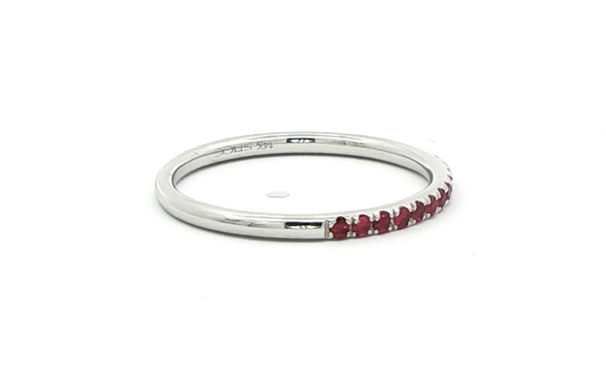 17-Stone Prong-Set Ruby Ring in White Gold (0.22cts TWT) side