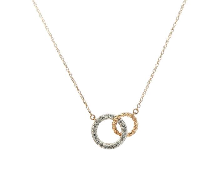 content/products/Two Circle Diamond Necklace in Yellow Gold (0.10cts TWT)