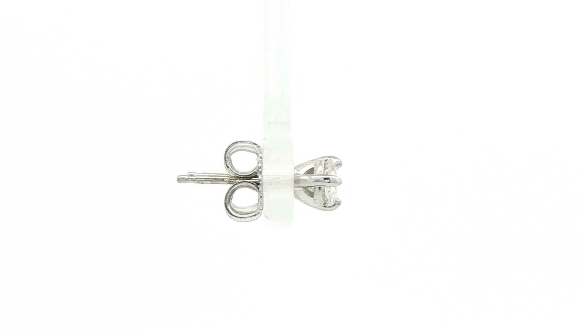 Diamond Stud Earrings in 3-Prong Martini Settings in White Gold (0.45cts TWT) side