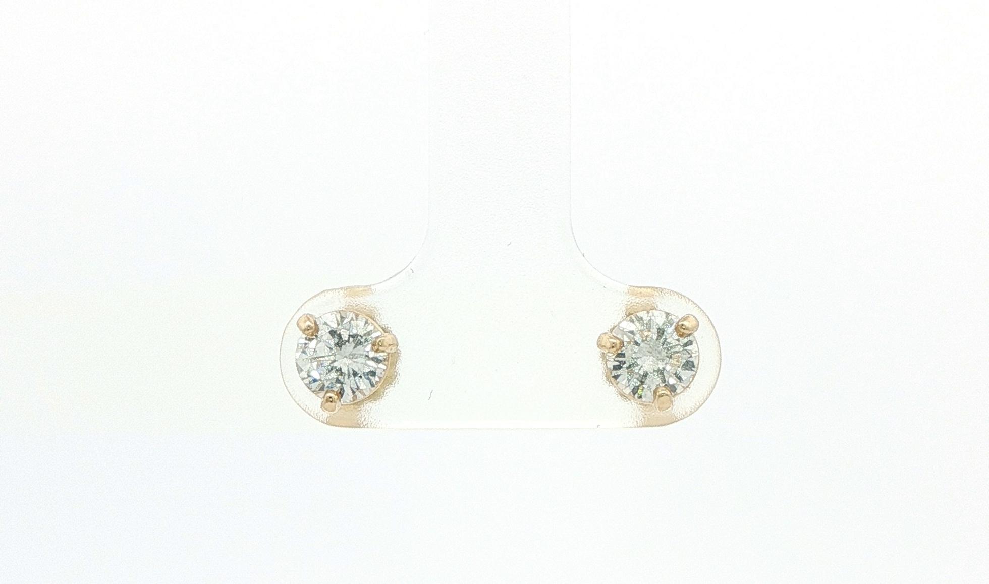 3-Prong Diamond Stud Earrings in Yellow Gold (0.92cts TWT)