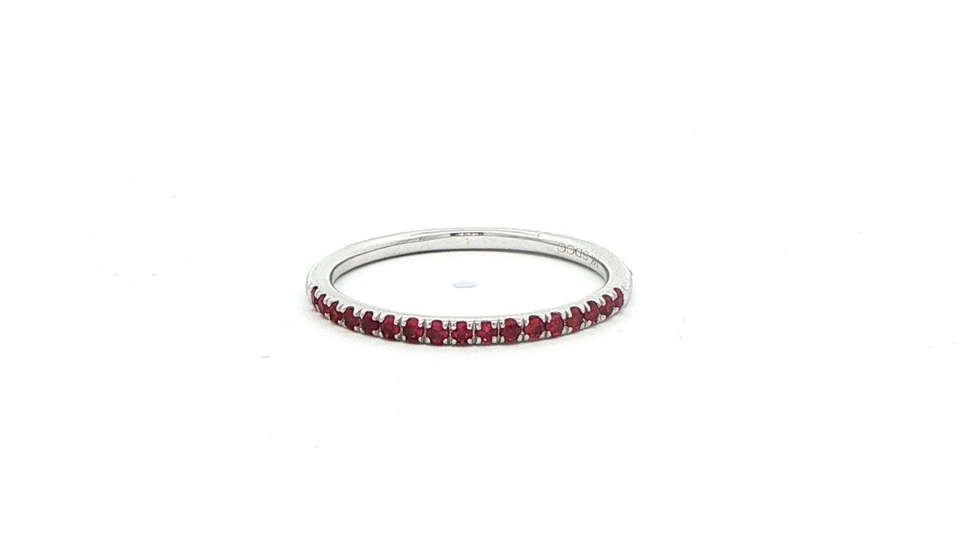 17-Stone Prong-Set Ruby Ring in White Gold (0.22cts TWT)