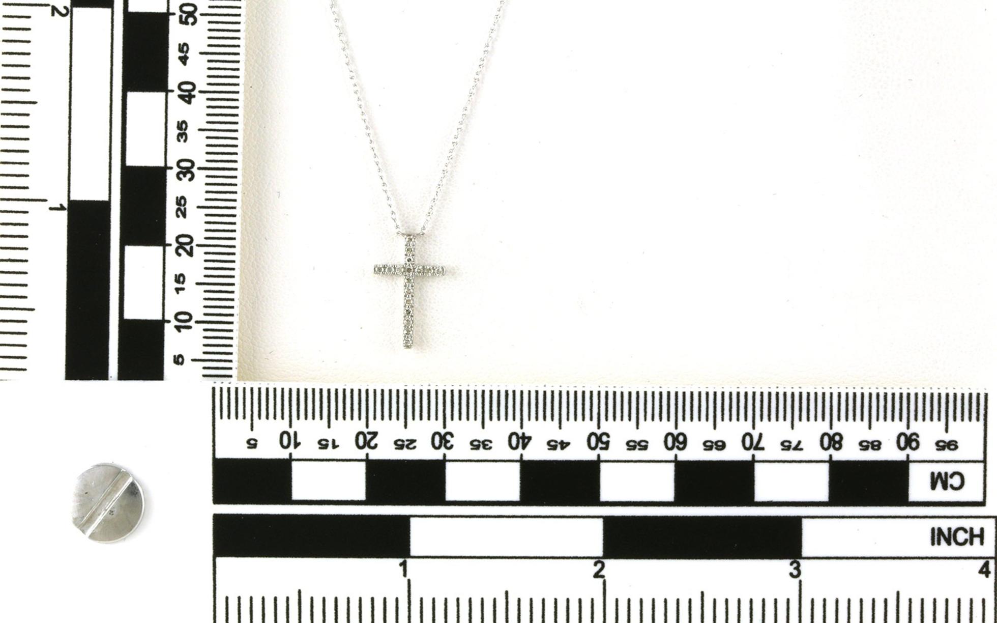 Diamond Pave Cross Necklace in White Gold (0.10cts TWT) scale