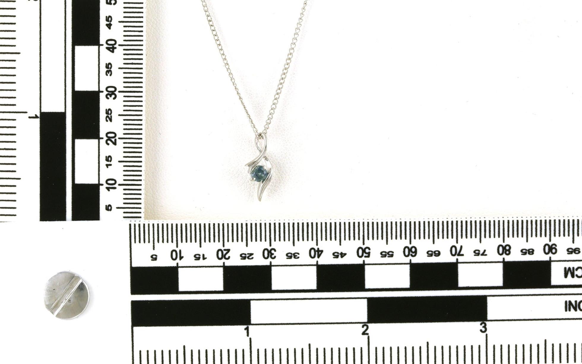Solitaire Swoop Montana Sapphire Necklace in Sterling Silver (0.23ct) scale