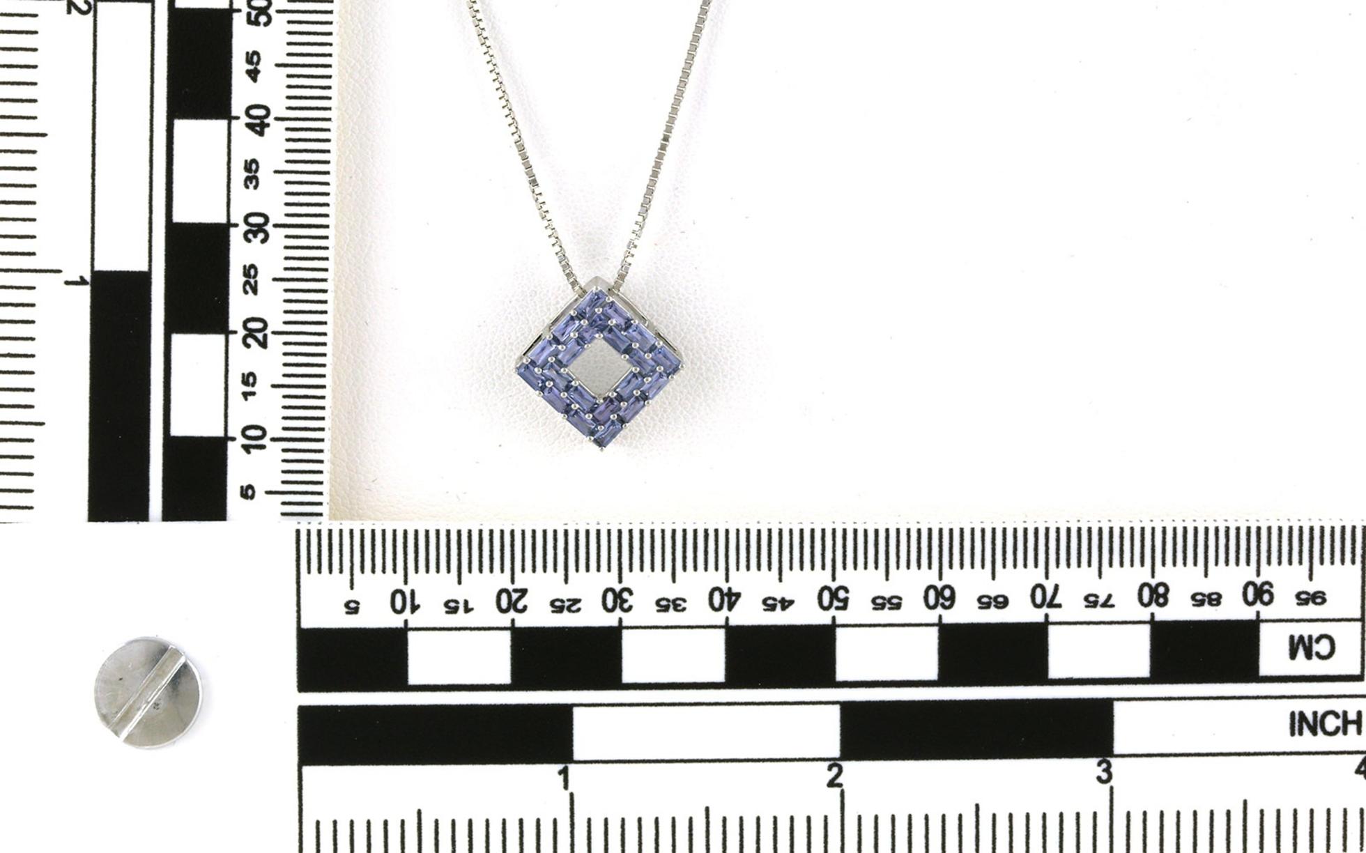 Kite-Set Square Montana Yogo Sapphire Necklace in White Gold (1.07cts TWT) scale