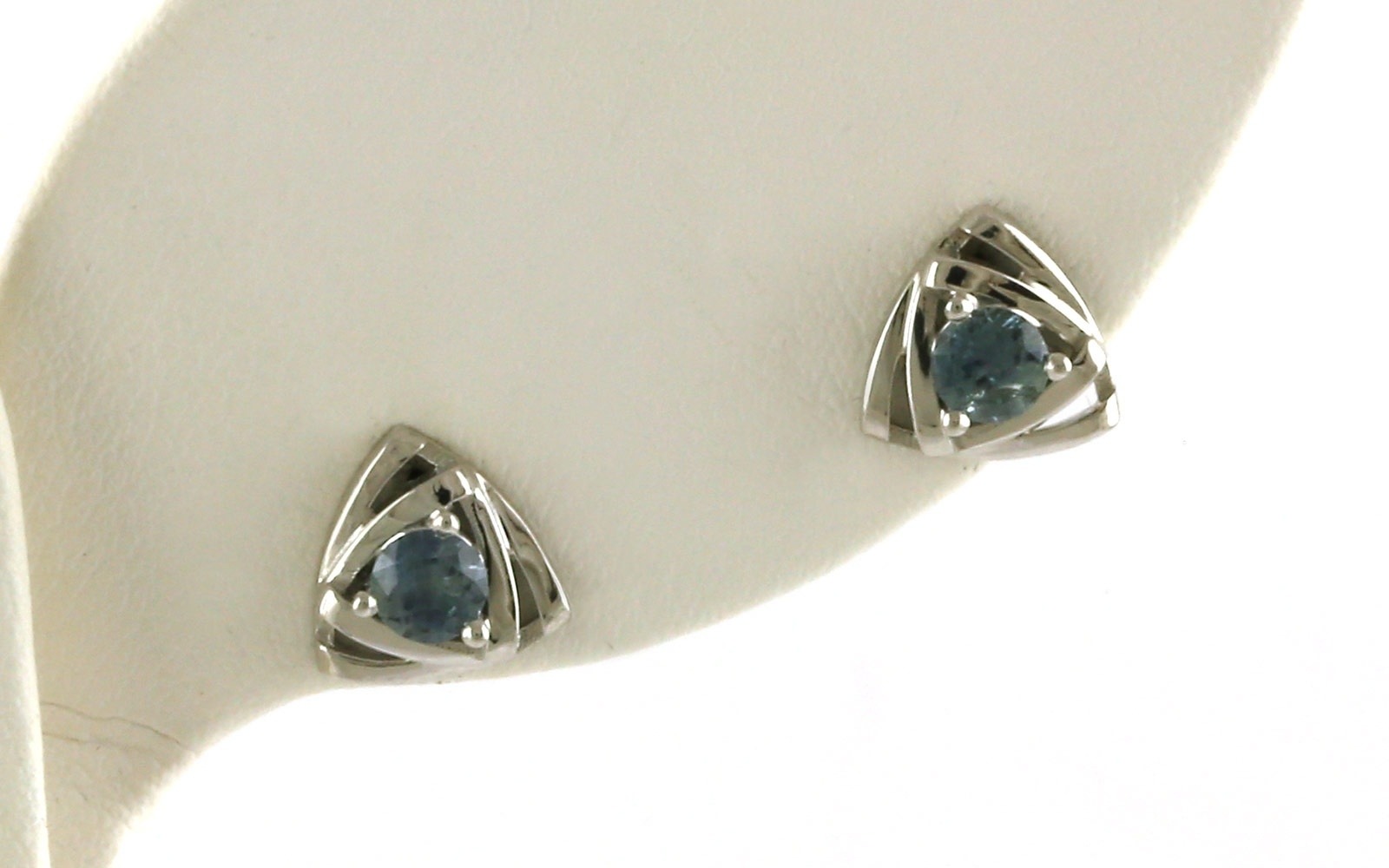 Triangular Montana Sapphire Stud Earrings in Sterling Silver (0.40cts TWT)