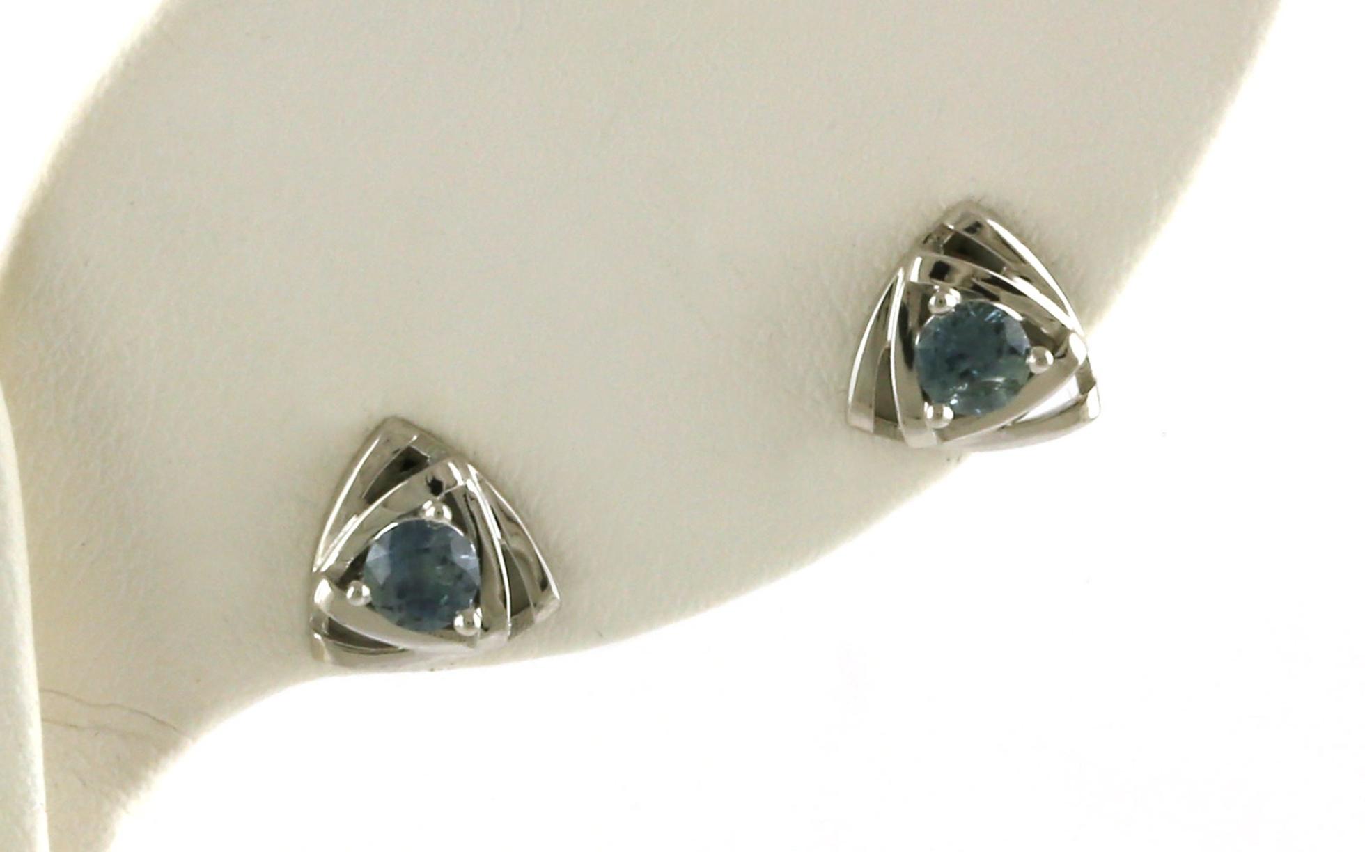 Triangular Montana Sapphire Stud Earrings in Sterling Silver (0.40cts TWT)