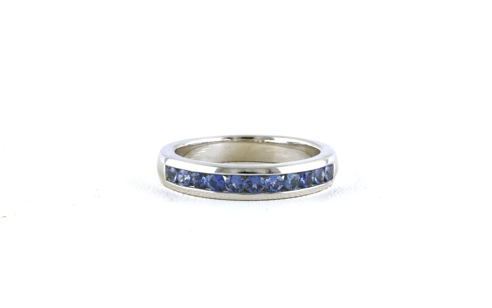 11-Stone Channel-Set Montana Yogo Sapphire Ring in White Gold (0.54cts TWT)