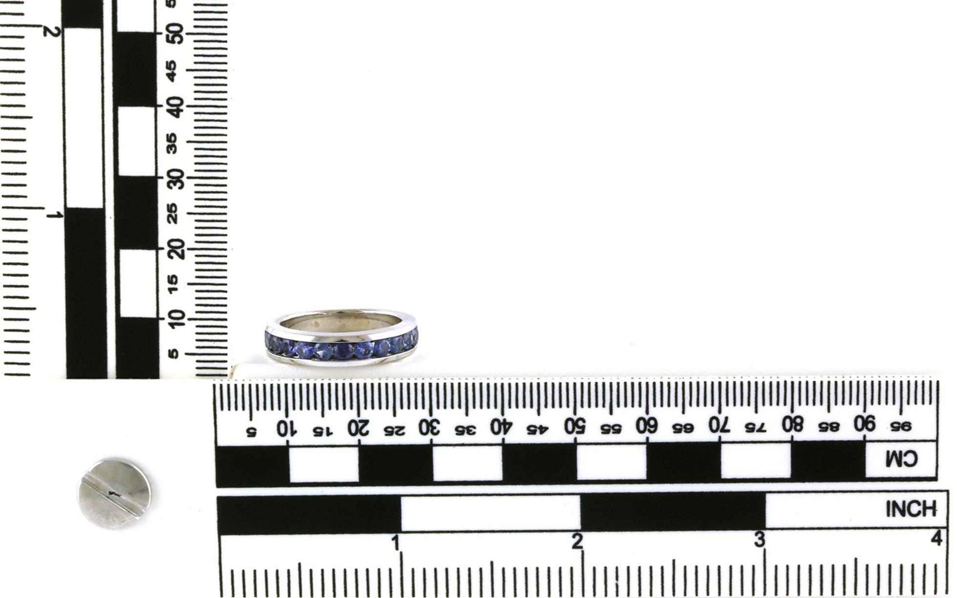 11-Stone Channel-Set Montana Yogo Sapphire Ring in White Gold (1.16cts TWT) scale