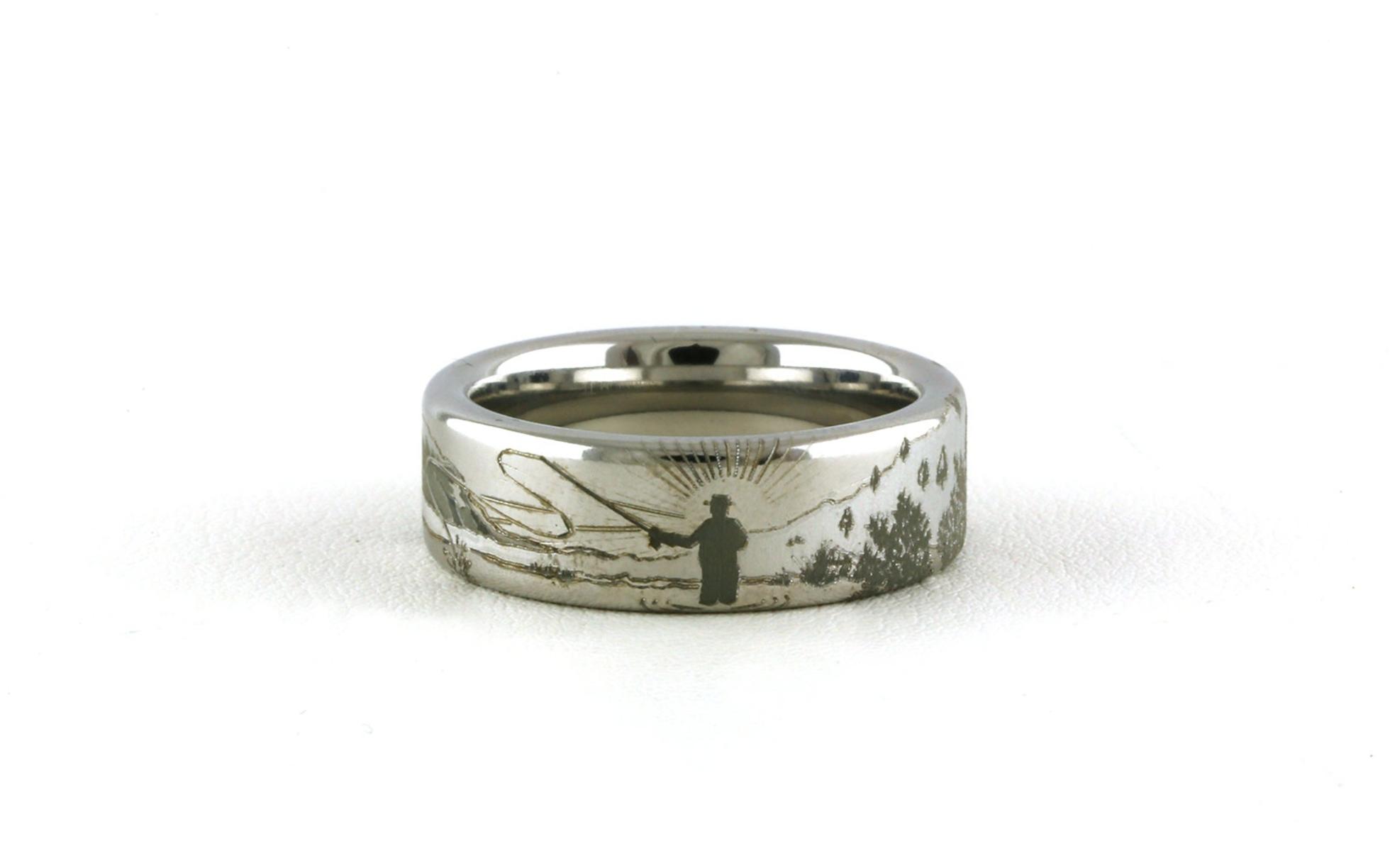 8mm Flat Sunrise Fisherman Industrial Band in Serinium