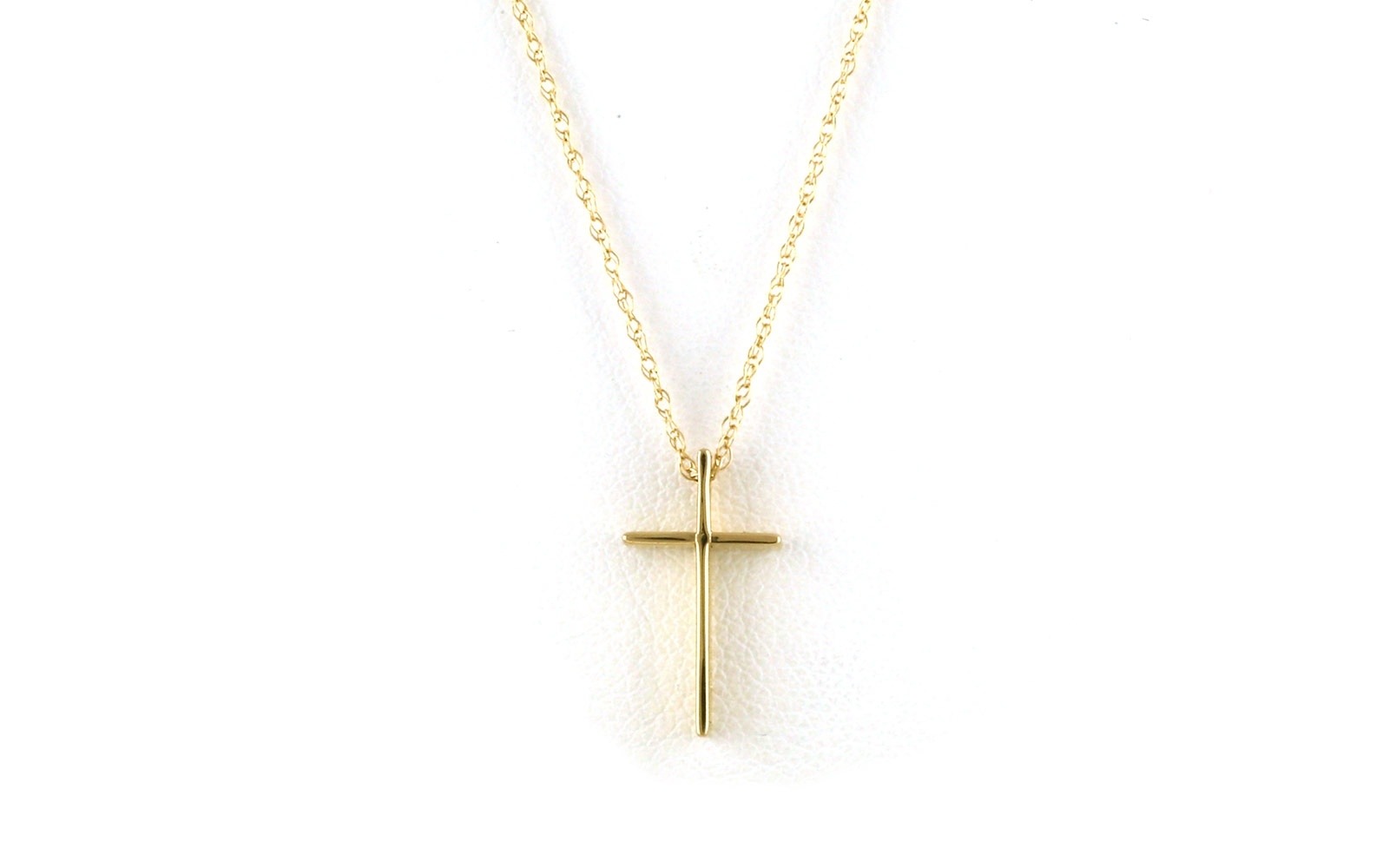 Swedged Cross Plain Necklace in Yellow Gold