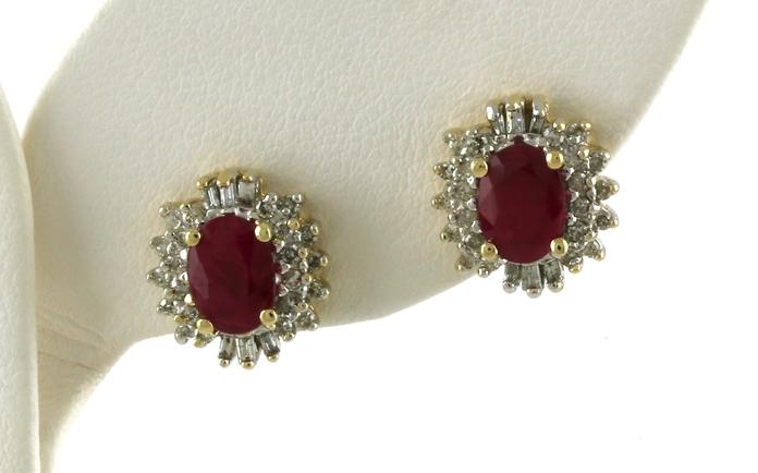 content/products/Estate Piece: Halo Cluster Ruby and Diamond Stud Earrings in Yellow Gold (3.00cts TWT)