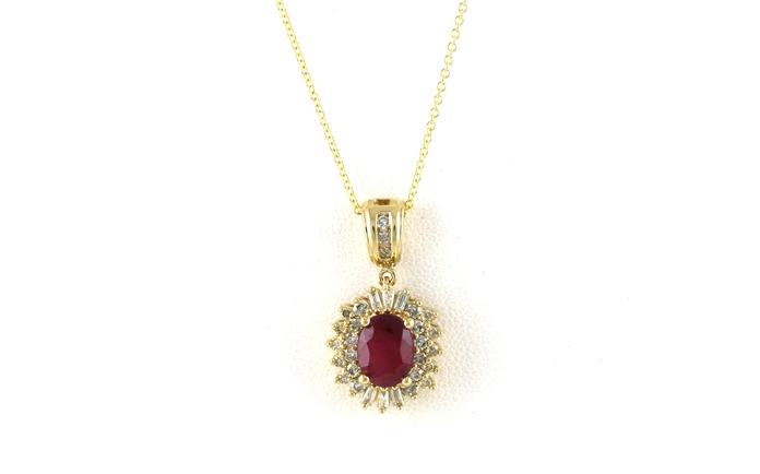 content/products/Estate Piece: Ruby and Diamond Halo Cluster Necklace in Yellow Gold (1.80cts TWT)