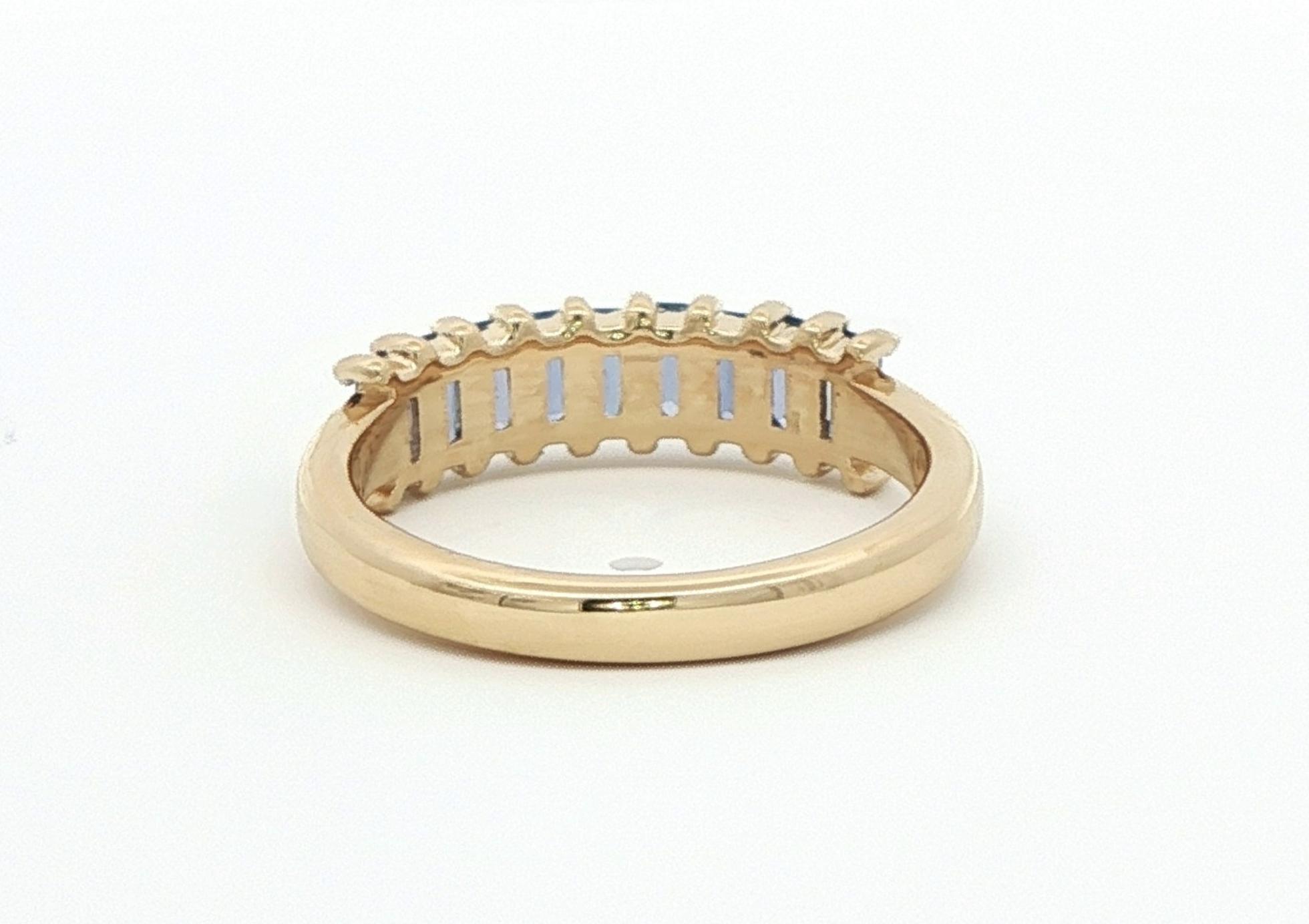 9-Stone Shared-Prong Montana Sapphire Ring in Yellow Gold (1.06cts TWT) back