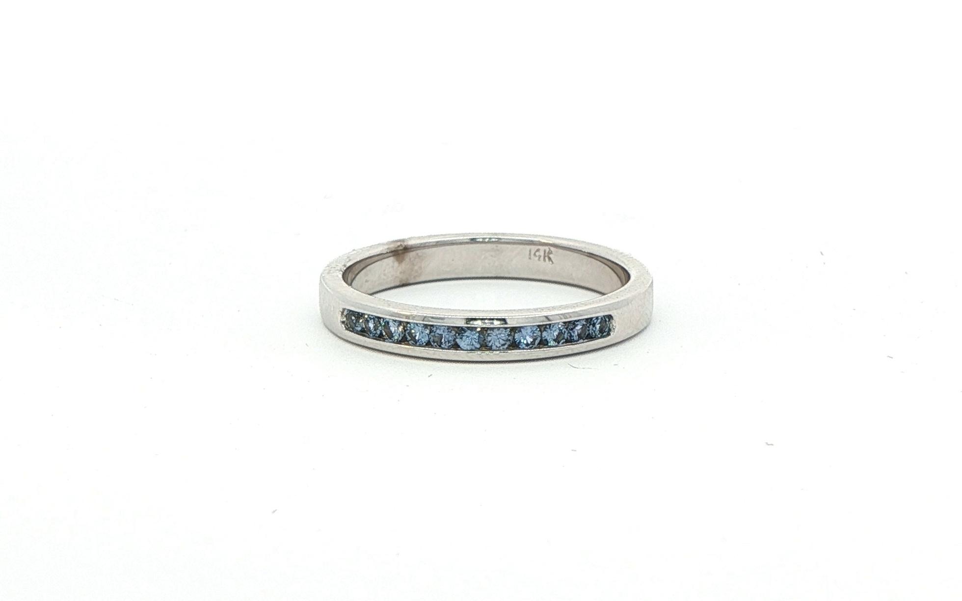 11-Stone Channel-Set Montana Yogo Sapphire Ring in White Gold (0.20cts TWT)