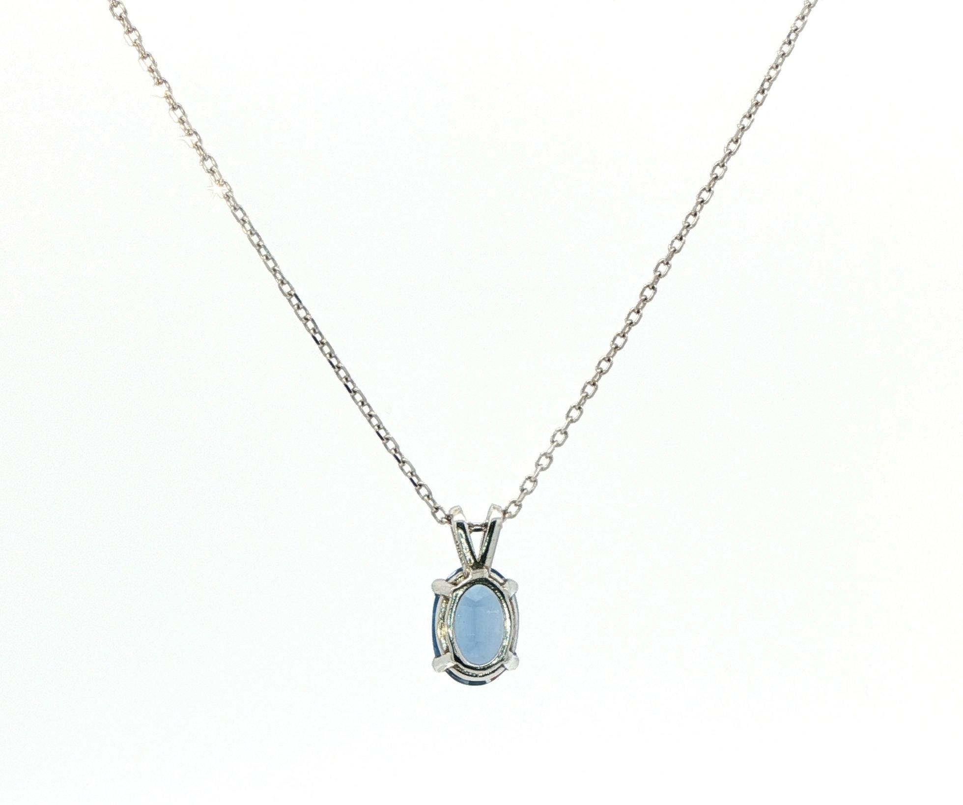 Montana Yogo Sapphire Solitaire Necklace in White Gold (0.97ct) back