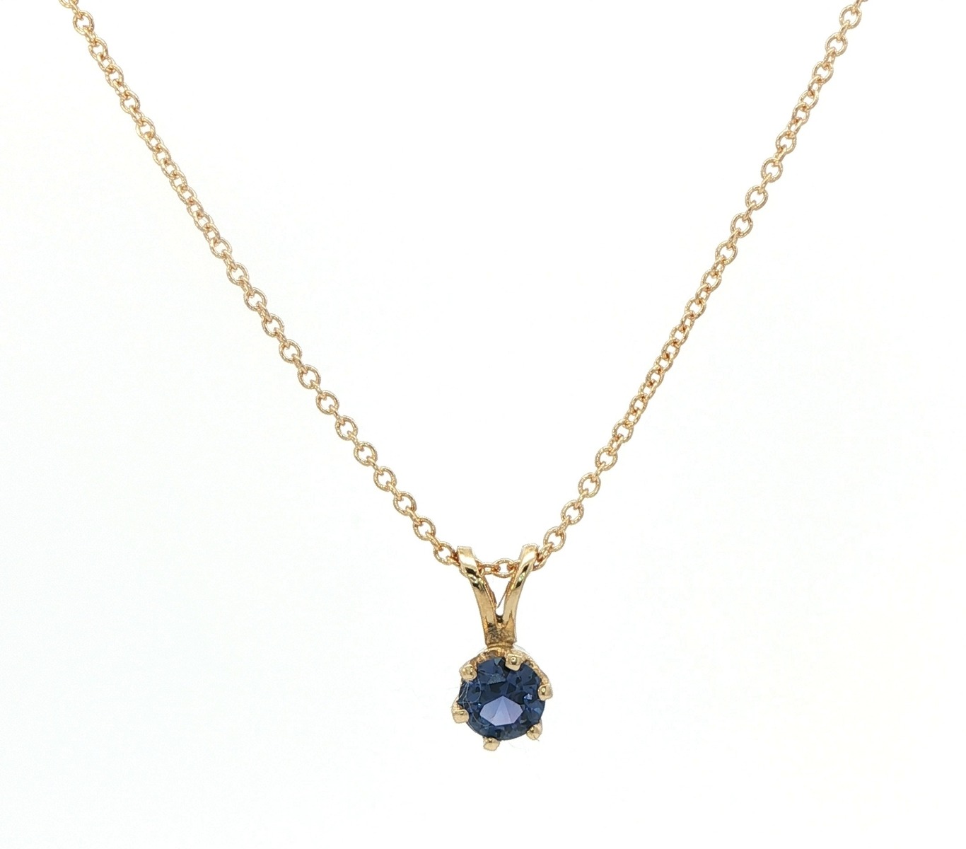 Rabbit Ear 6-Prong Montana Yogo Sapphire Solitaire Necklace in Yellow Gold (0.36cts TWT)