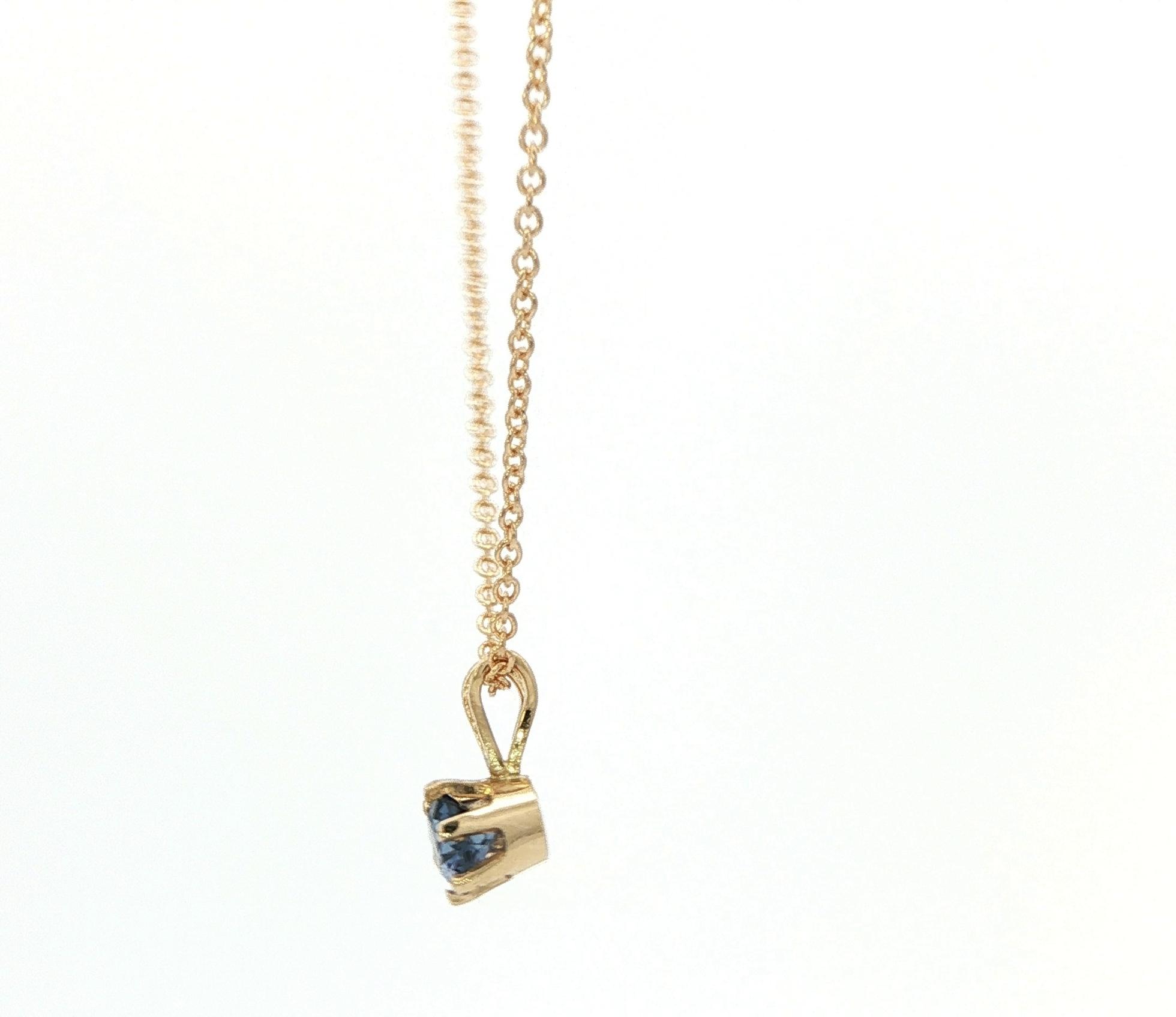 Rabbit Ear 6-Prong Montana Yogo Sapphire Solitaire Necklace in Yellow Gold (0.36cts TWT) side