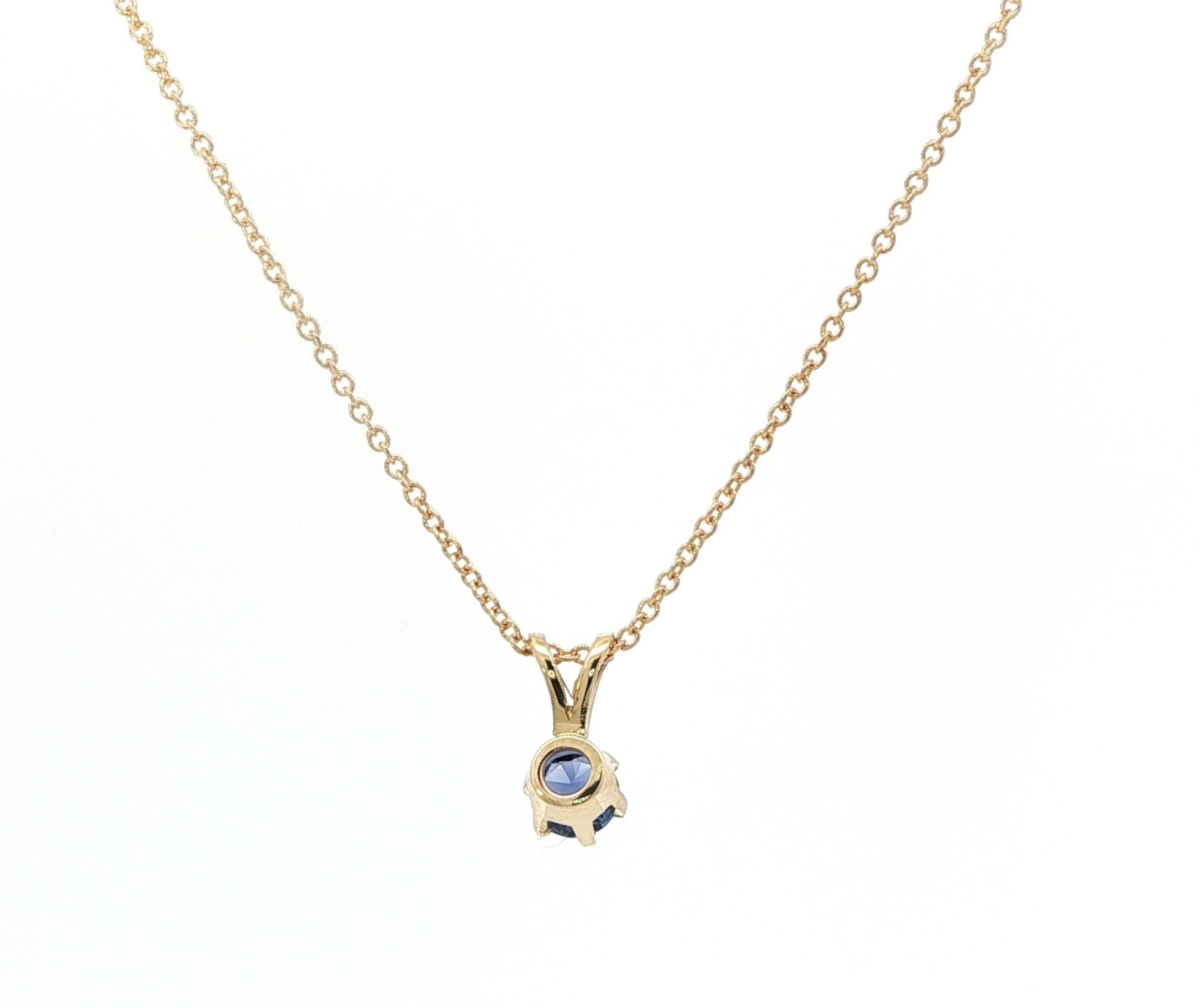 Rabbit Ear 6-Prong Montana Yogo Sapphire Solitaire Necklace in Yellow Gold (0.36cts TWT) back