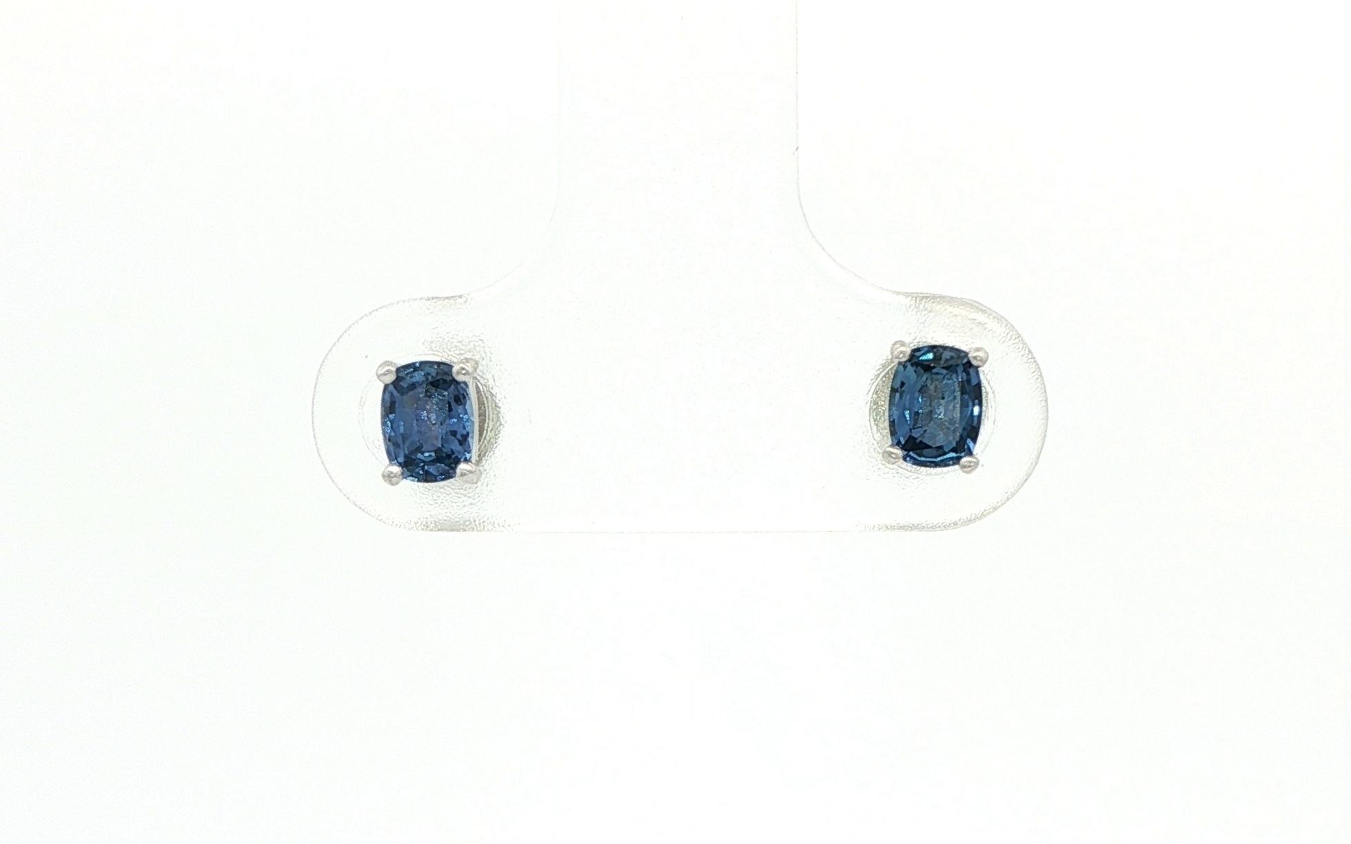 4-Prong Montana Yogo Sapphire Stud Earrings in White Gold (0.46cts TWT)