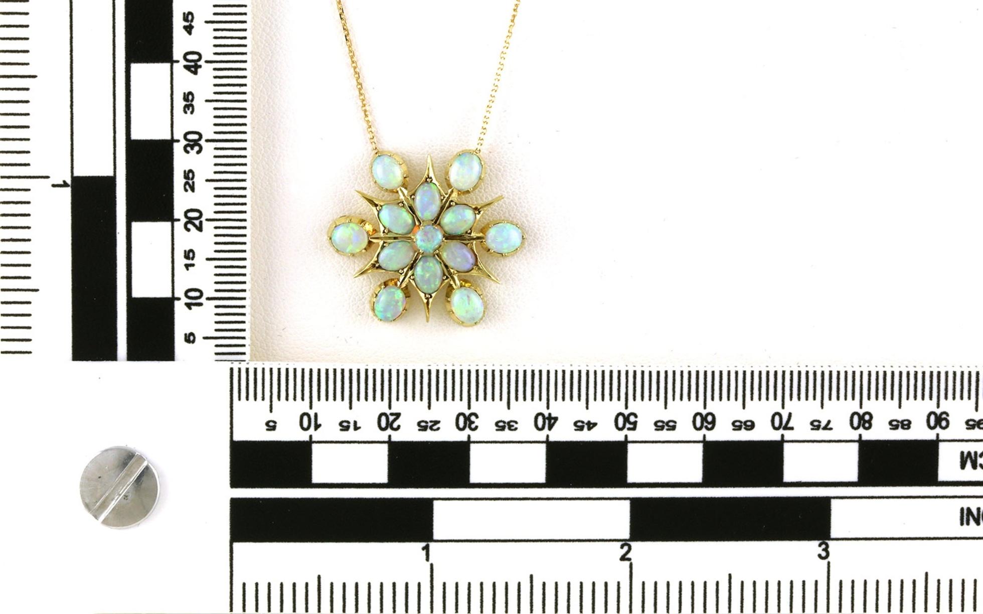 Estate Piece: Star Floral Opal Split Chain Necklace in Yellow Gold scale