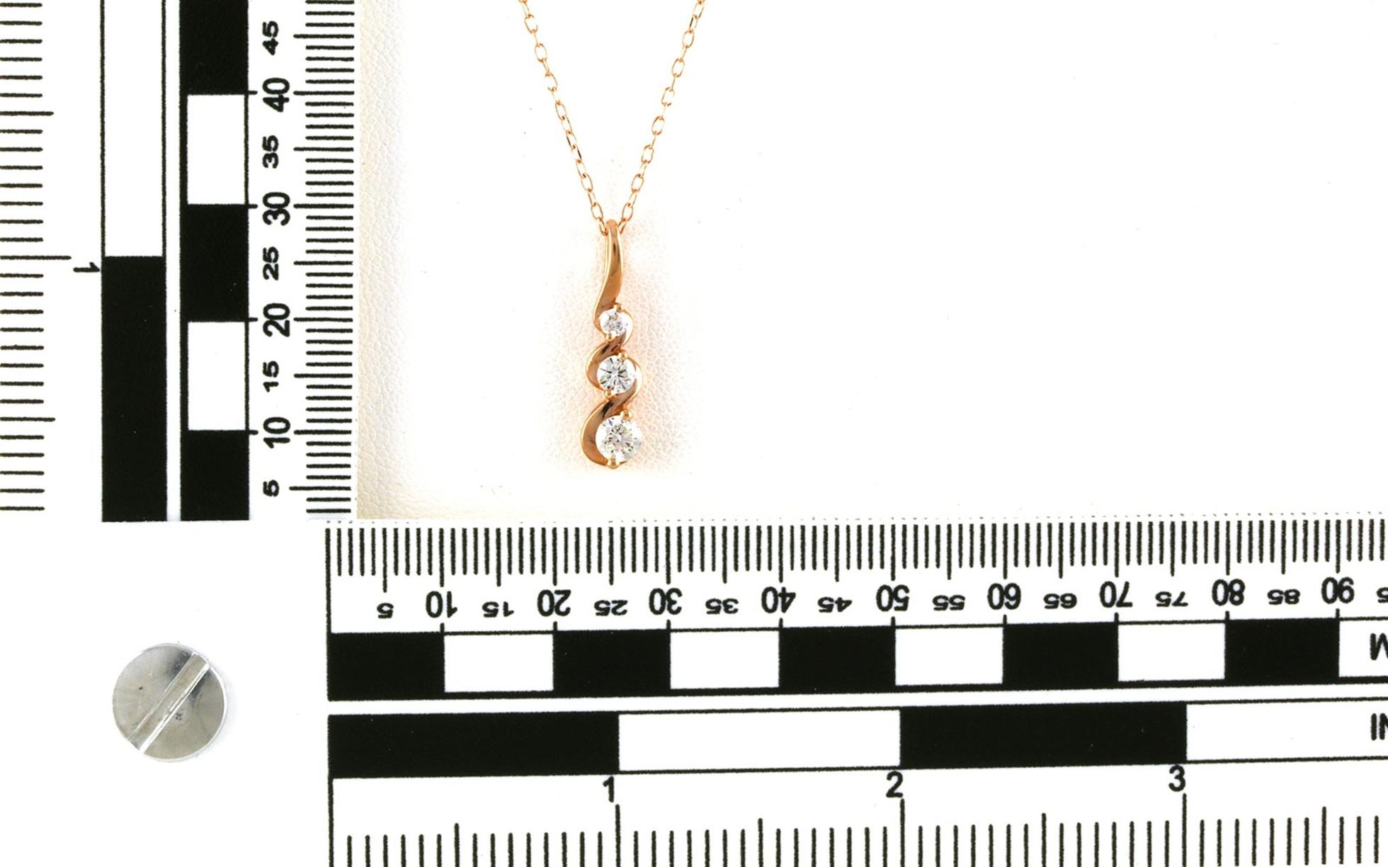 3-Stone Woven Journey Diamond Necklace in Rose Gold (0.51cts TWT) scale