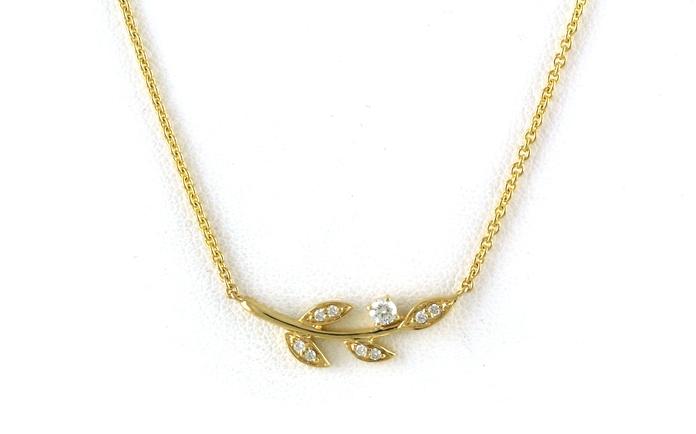 content/products/Leaf and Branch Design Diamond Split-Chain Necklace in Yellow Gold (0.11cts TWT)