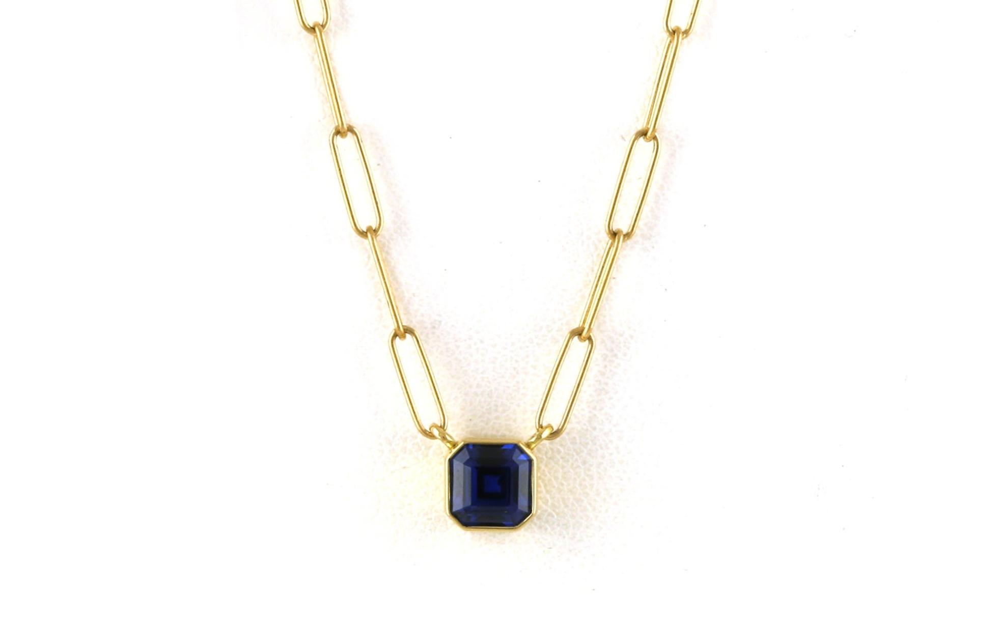 Montana Yogo Sapphire Split-Chain Paperclip Necklace in Yellow Gold (1.06ct)