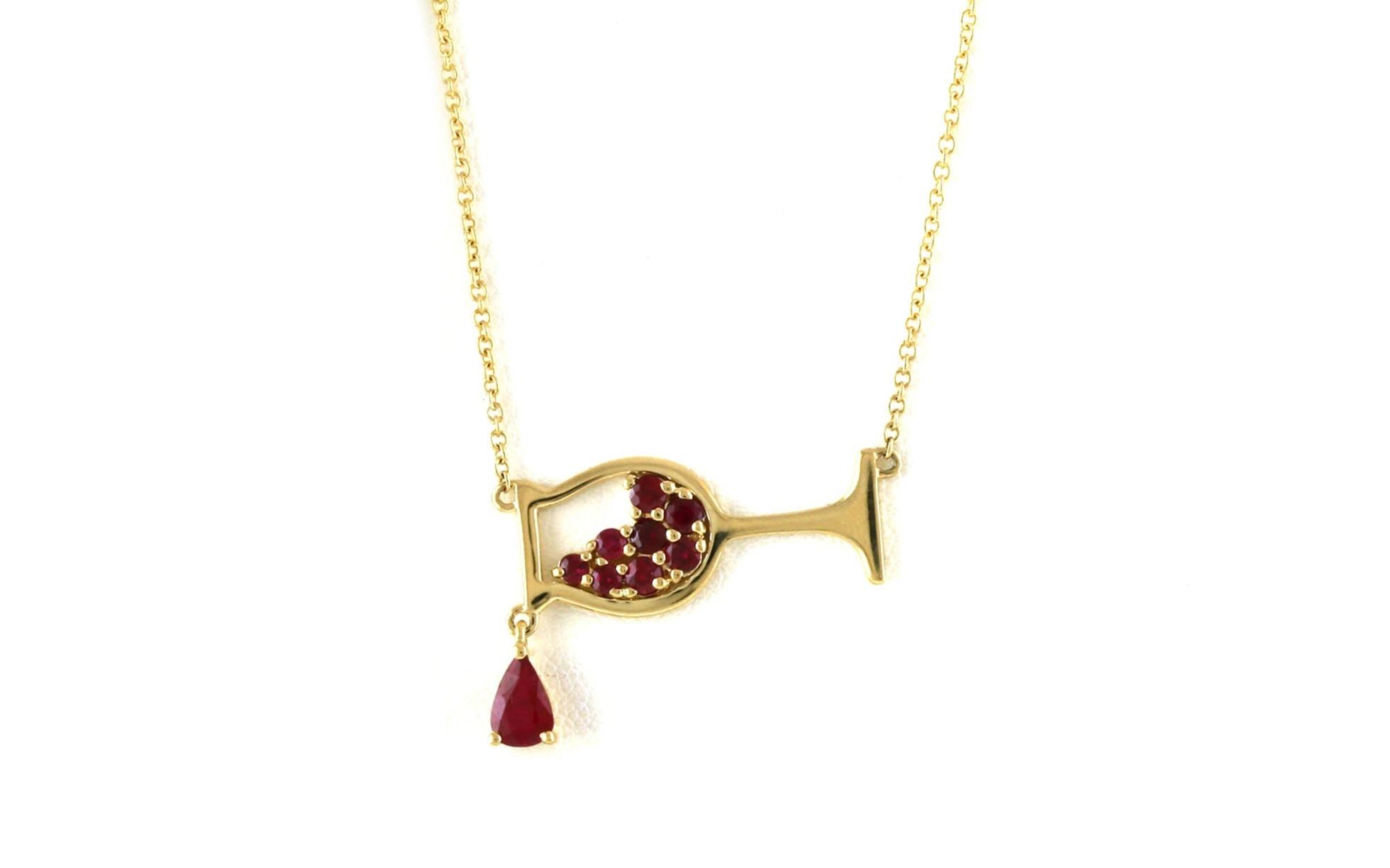 Ruby Wine Glass Necklace in Yellow Gold (0.82cts TWT)