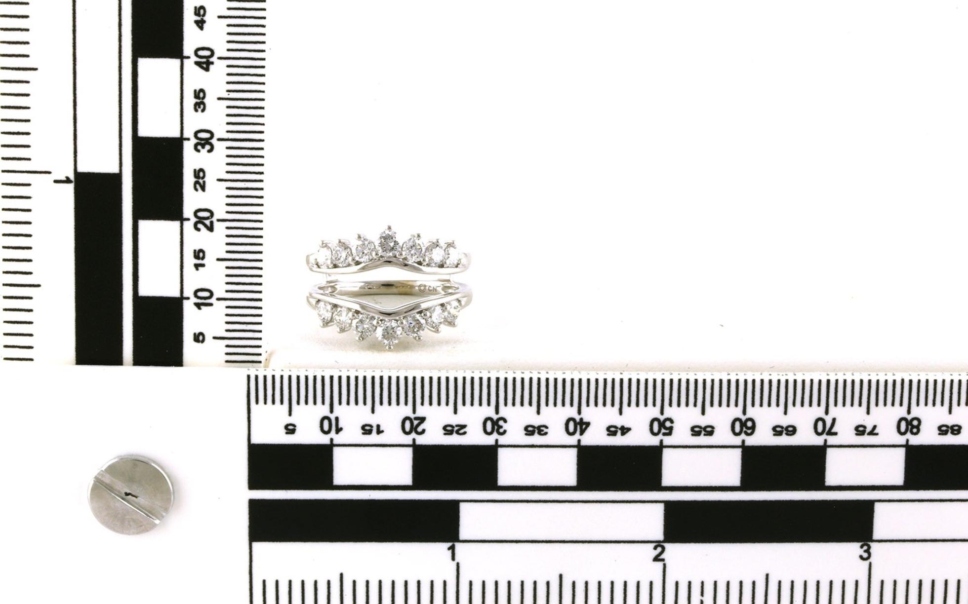 Estate Piece: Diamond Curved Ring Guard in White Gold (1.50cts TWT) scale
