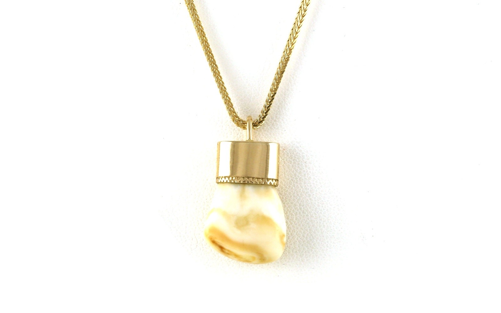 Estate Piece: Elk Ivory Capped Necklace in Yellow Gold