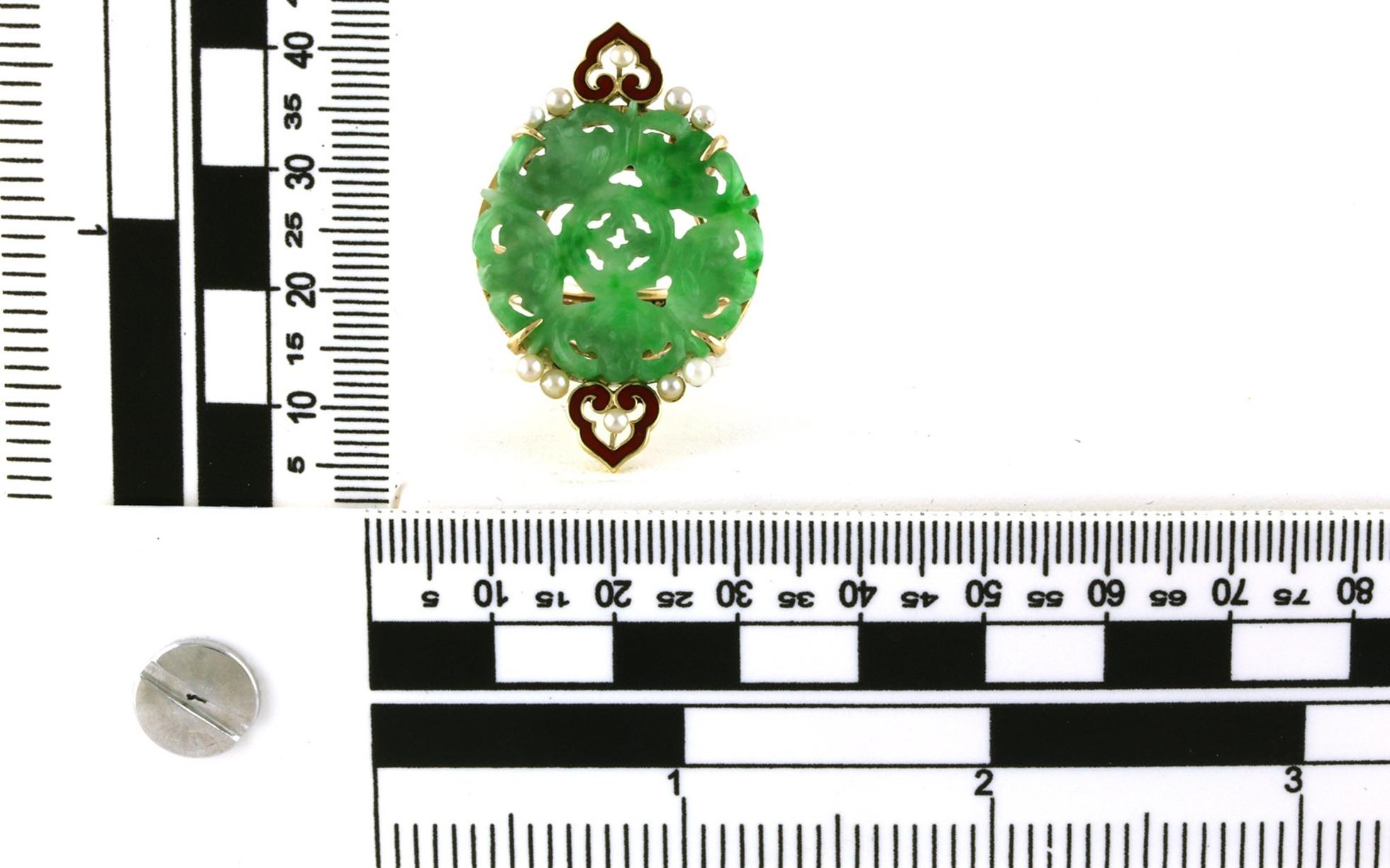 Estate Piece: Carved Jane and Pearl Ring in Yellow Gold scale