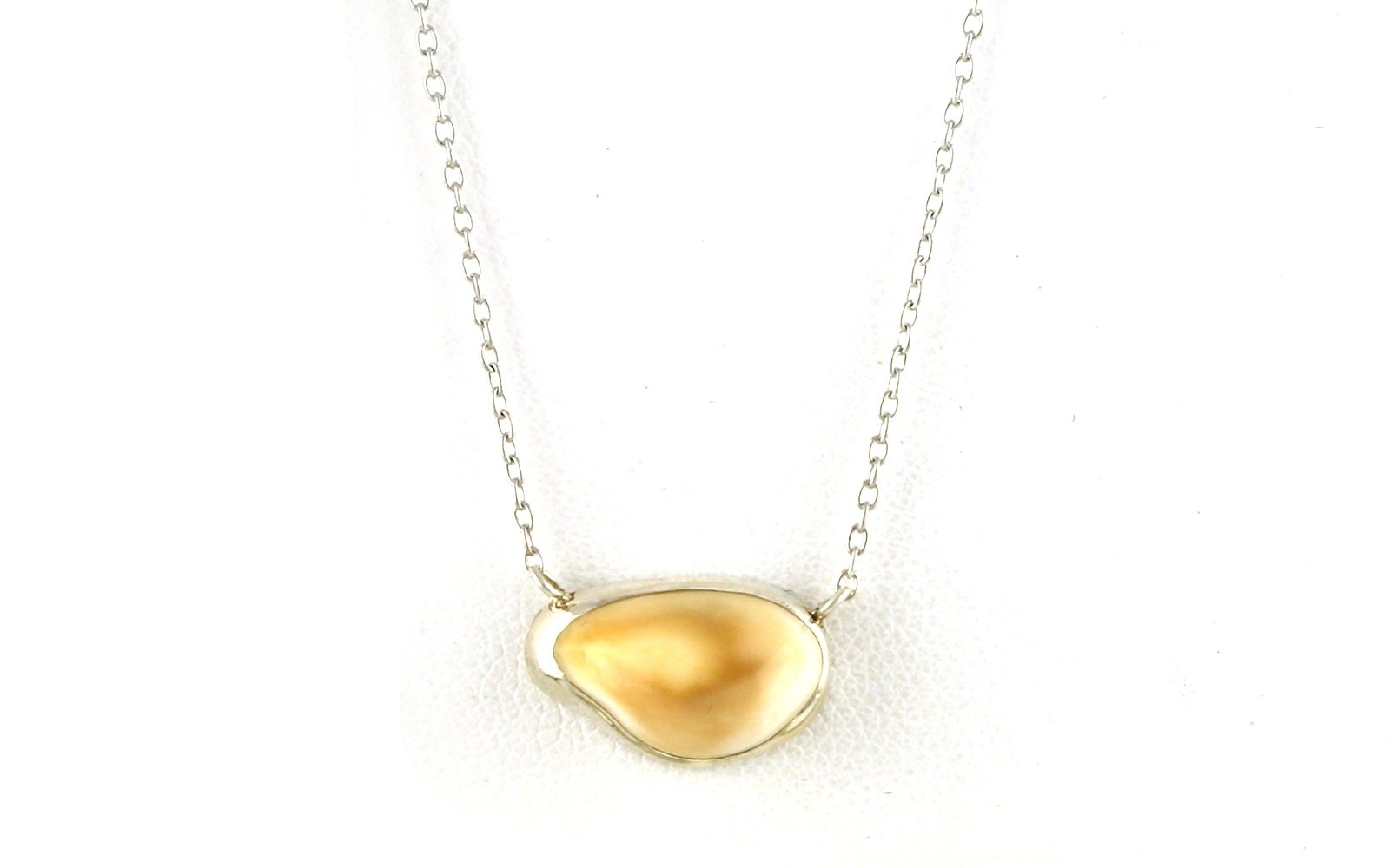 Bezel-set Elk Ivory Split Chain Necklace in Sterling Silver